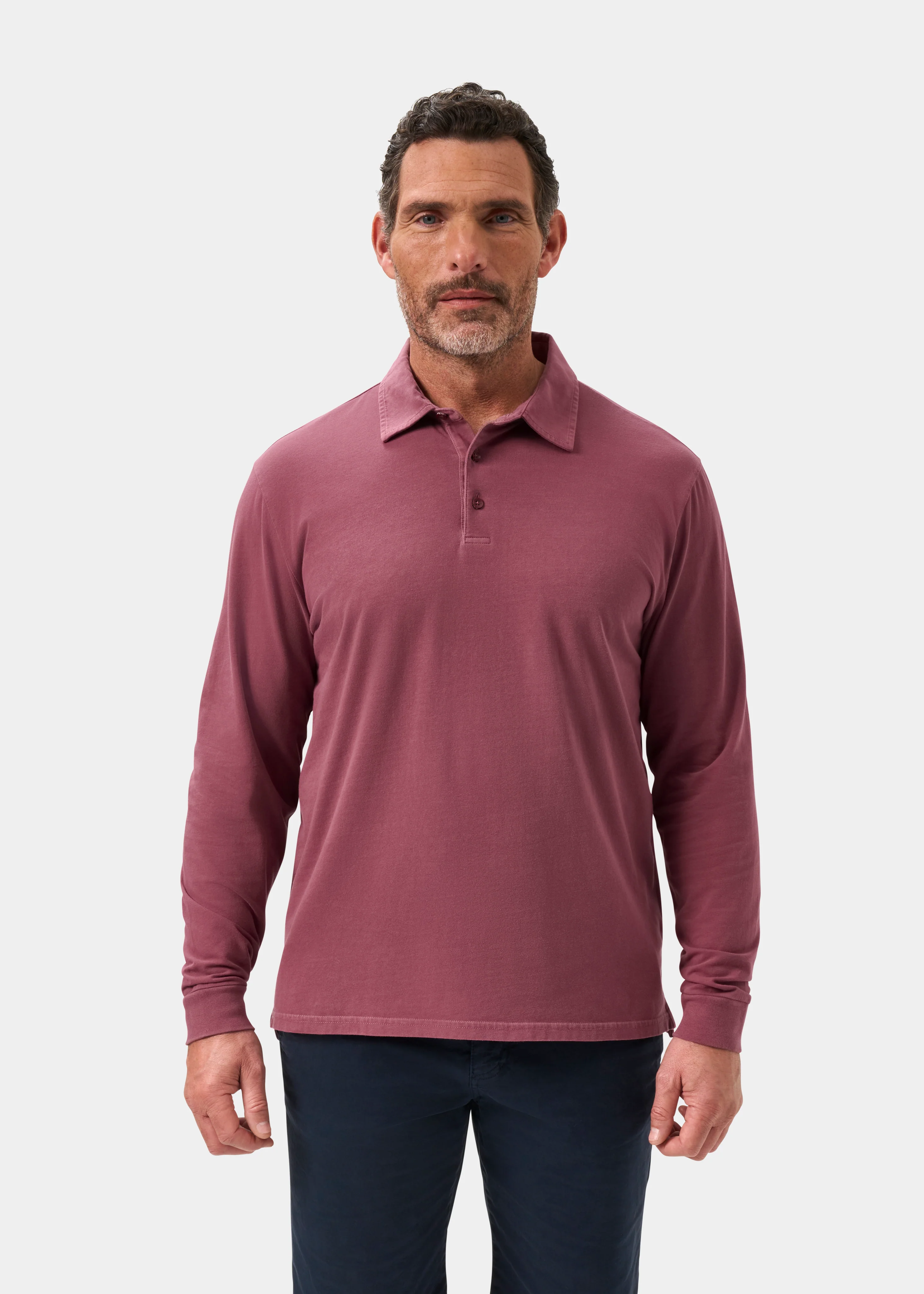 Storwood Long Sleeve Polo Shirt In Claret - Image 5