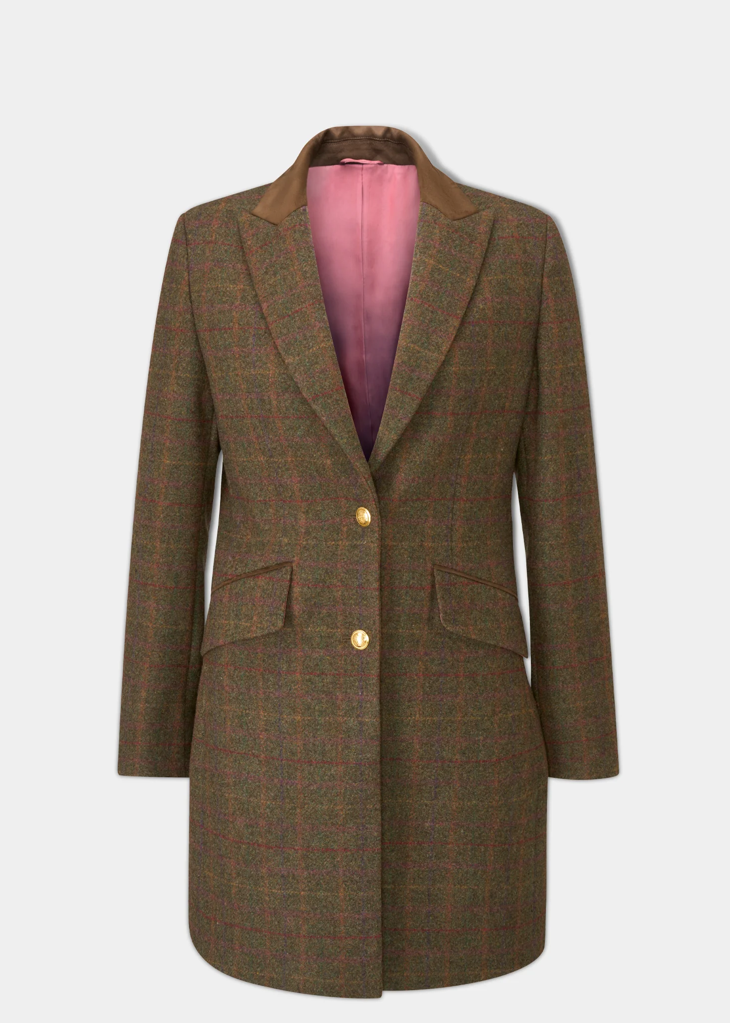 Surrey Ladies Tweed Water Repellent Mid-Thigh Coat in Hemlock  -  Regular Fit