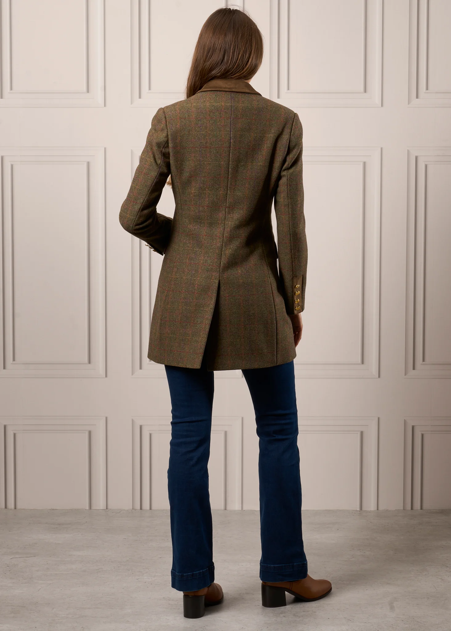 Surrey Ladies Tweed Water Repellent Mid-Thigh Coat in Hemlock  -  Regular Fit - Image 6