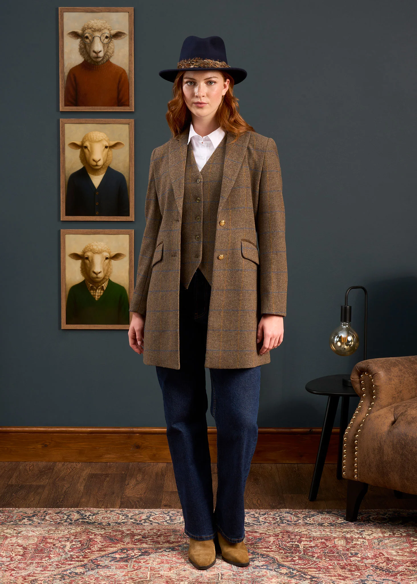 Surrey Ladies Tweed Water Repellent Mid-Thigh Coat in Seabrook  -  Regular Fit - Image 6