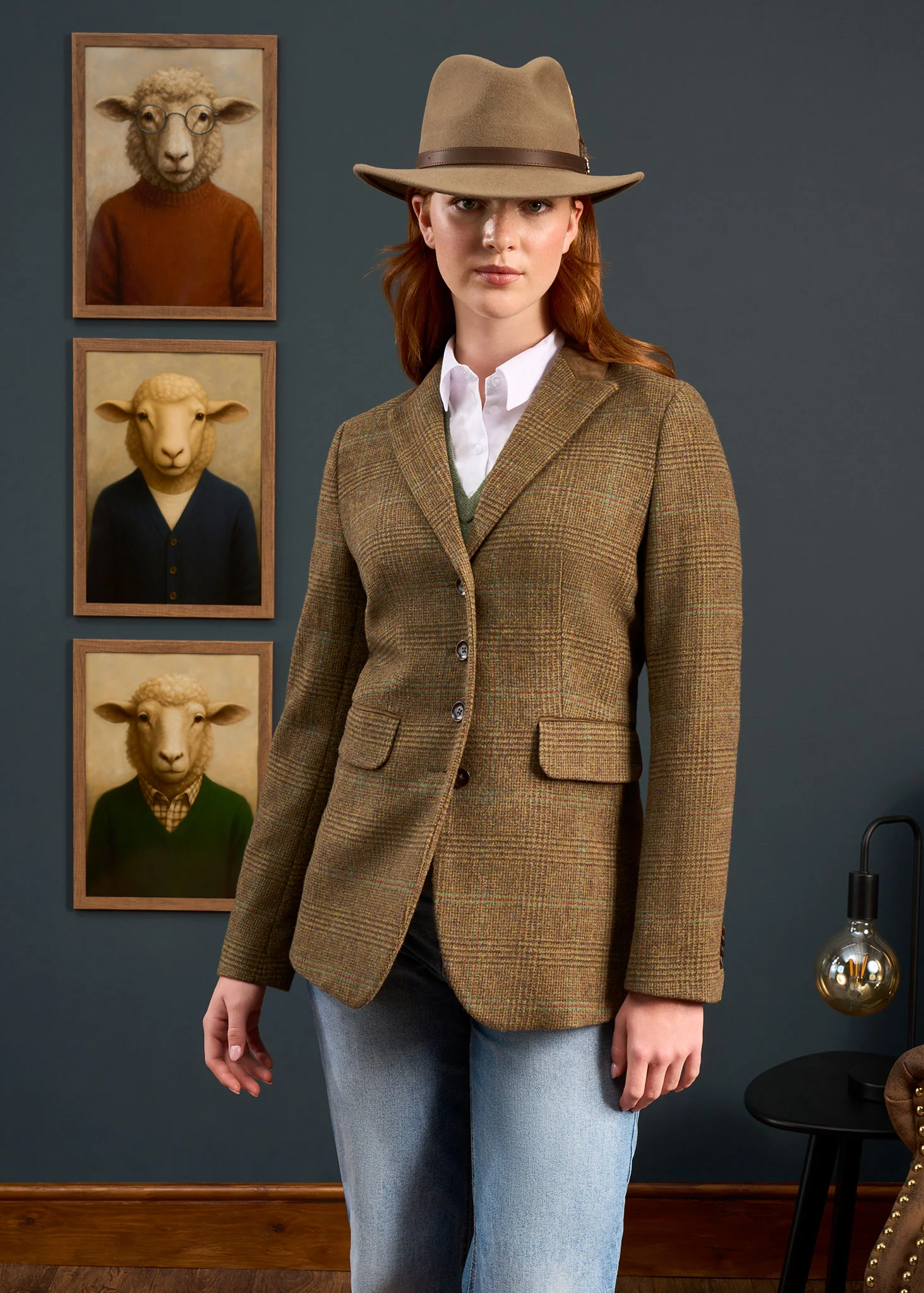 Surrey Ladies Tweed Water Repellent Blazer in Marsh  -  Regular Fit - Image 2