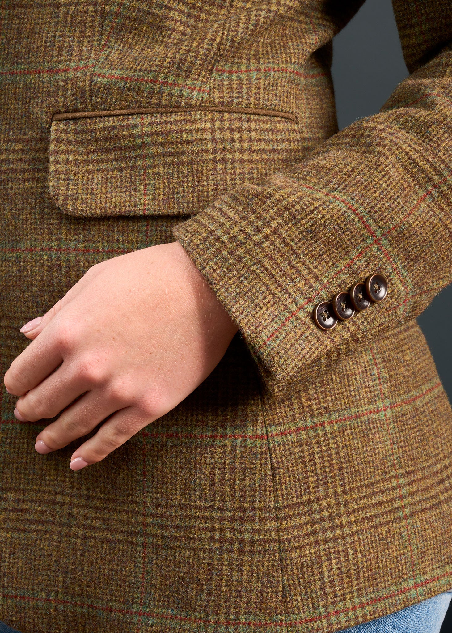 Surrey Ladies Tweed Water Repellent Blazer in Marsh  -  Regular Fit - Image 4
