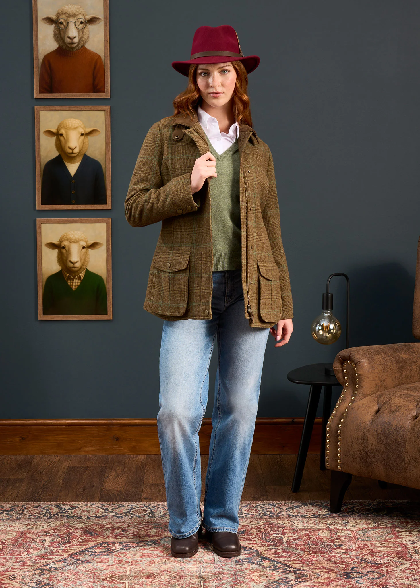Surrey Ladies Tweed Water Repellent Coat in Marsh  -  Regular Fit - Image 4
