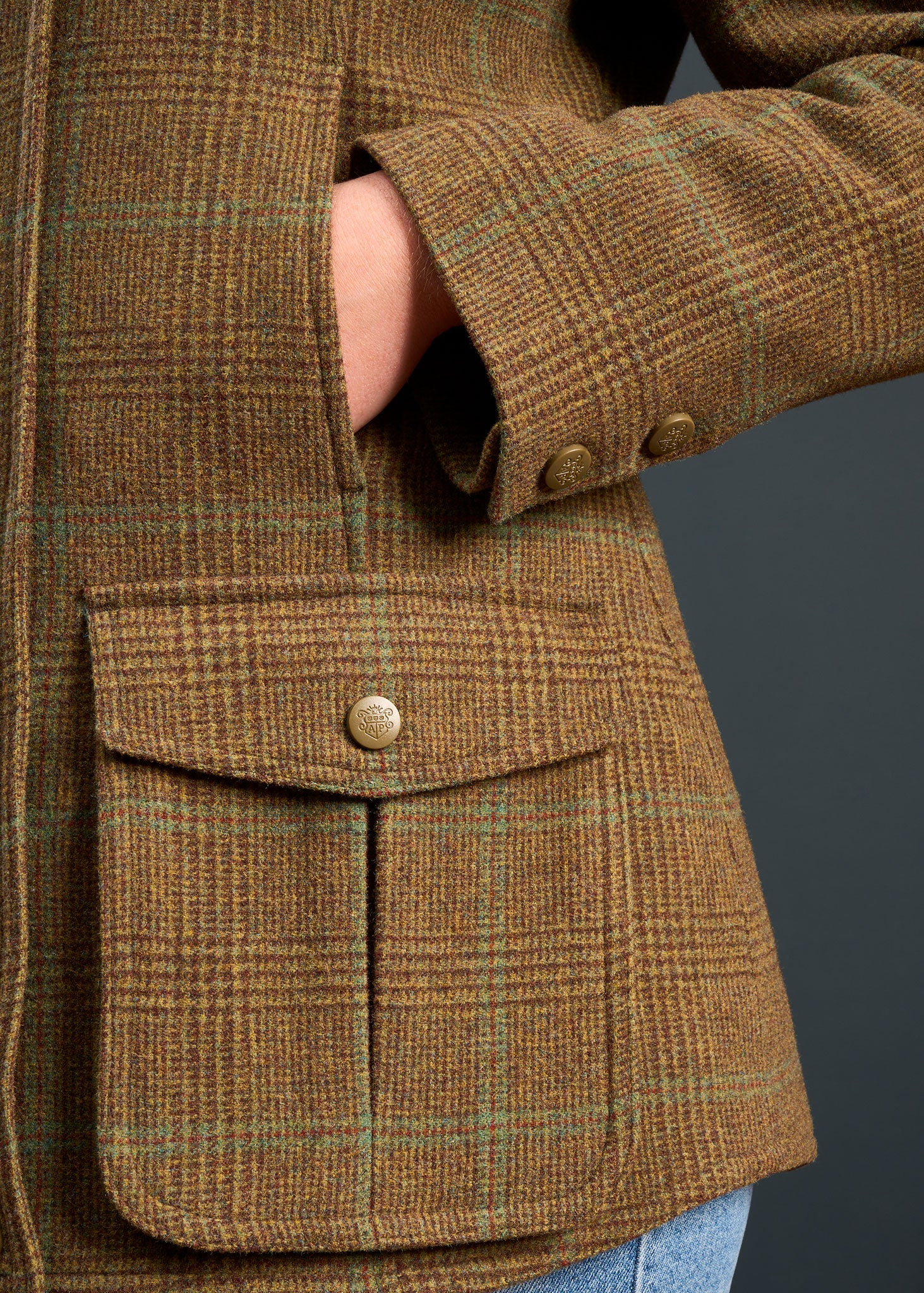 Surrey Ladies Tweed Water Repellent Coat in Marsh  -  Regular Fit - Image 5