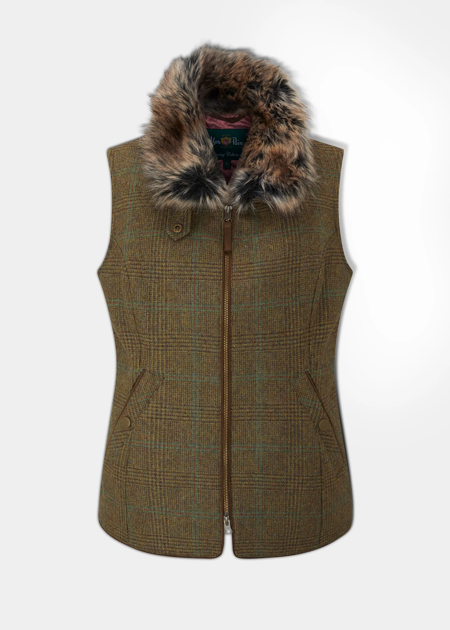 Surrey Ladies Tweed Water Repellent Gilet in Marsh  -  Regular Fit