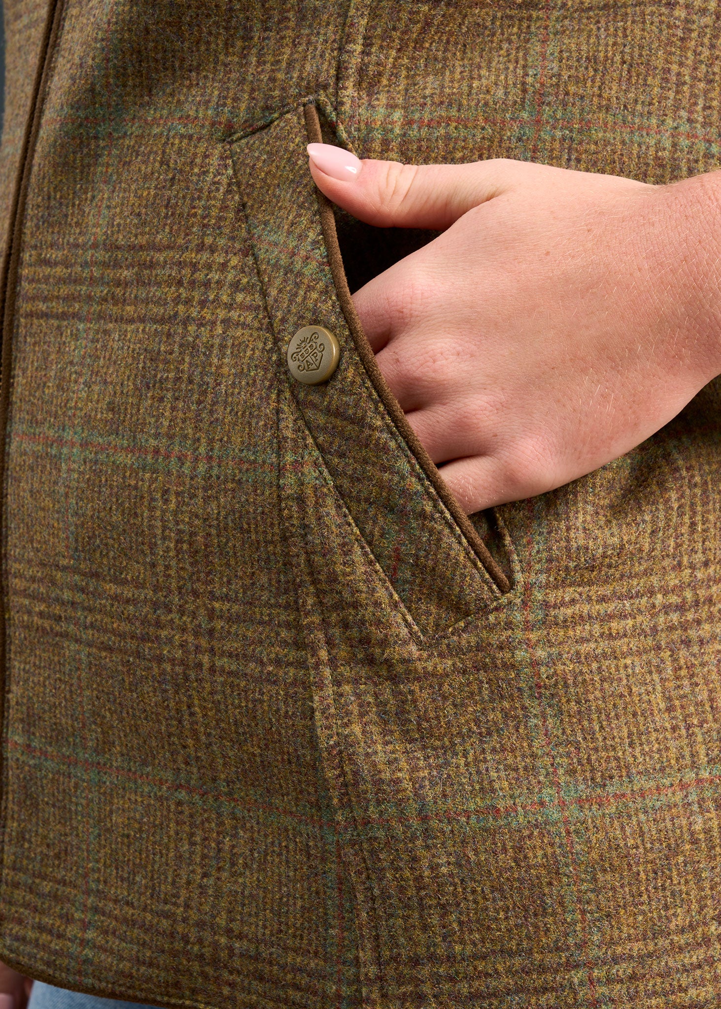 Surrey Ladies Tweed Water Repellent Gilet in Marsh  -  Regular Fit - Image 6