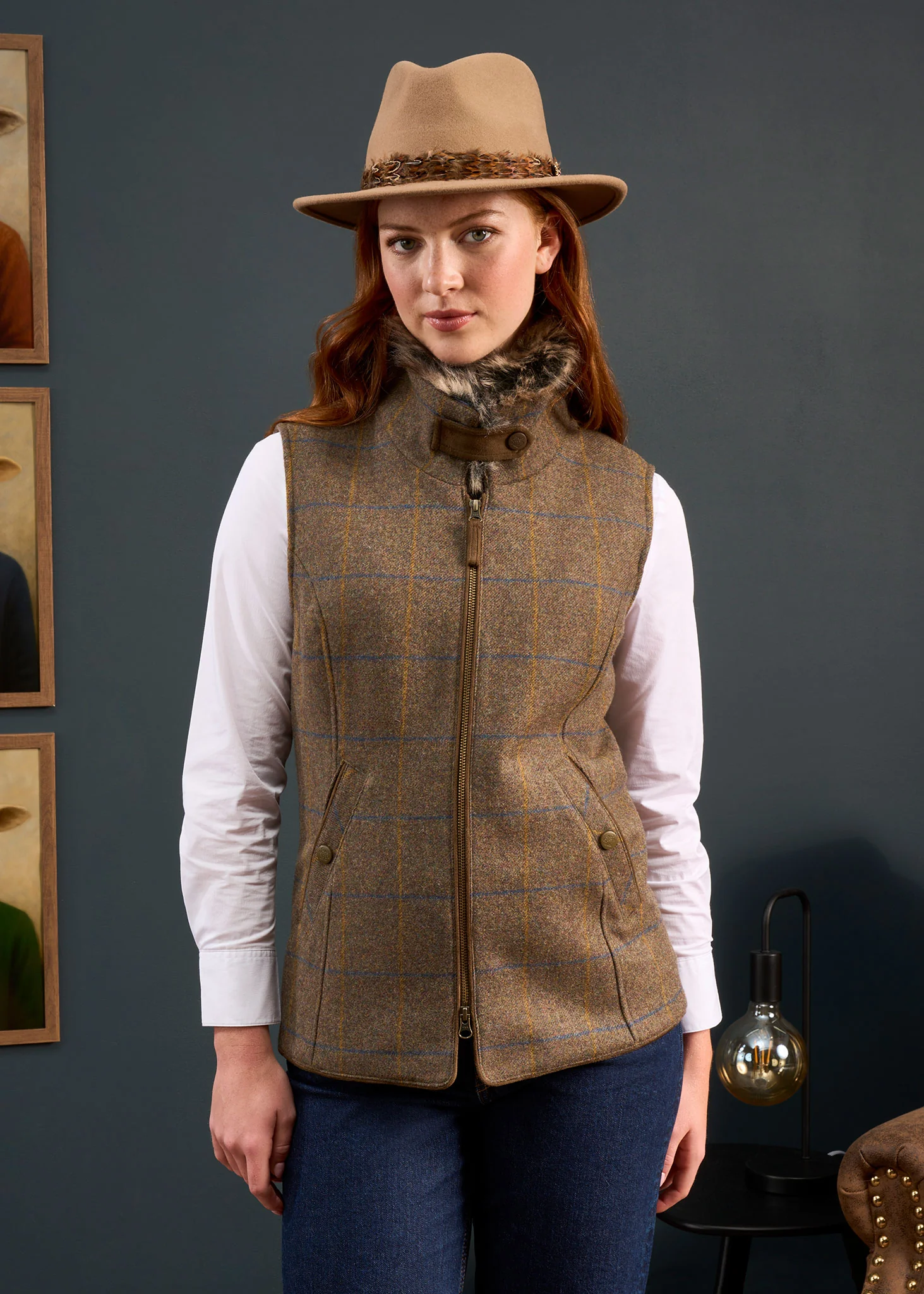 Surrey Ladies Tweed Water Repellent Gilet in Seabrook  -  Regular Fit