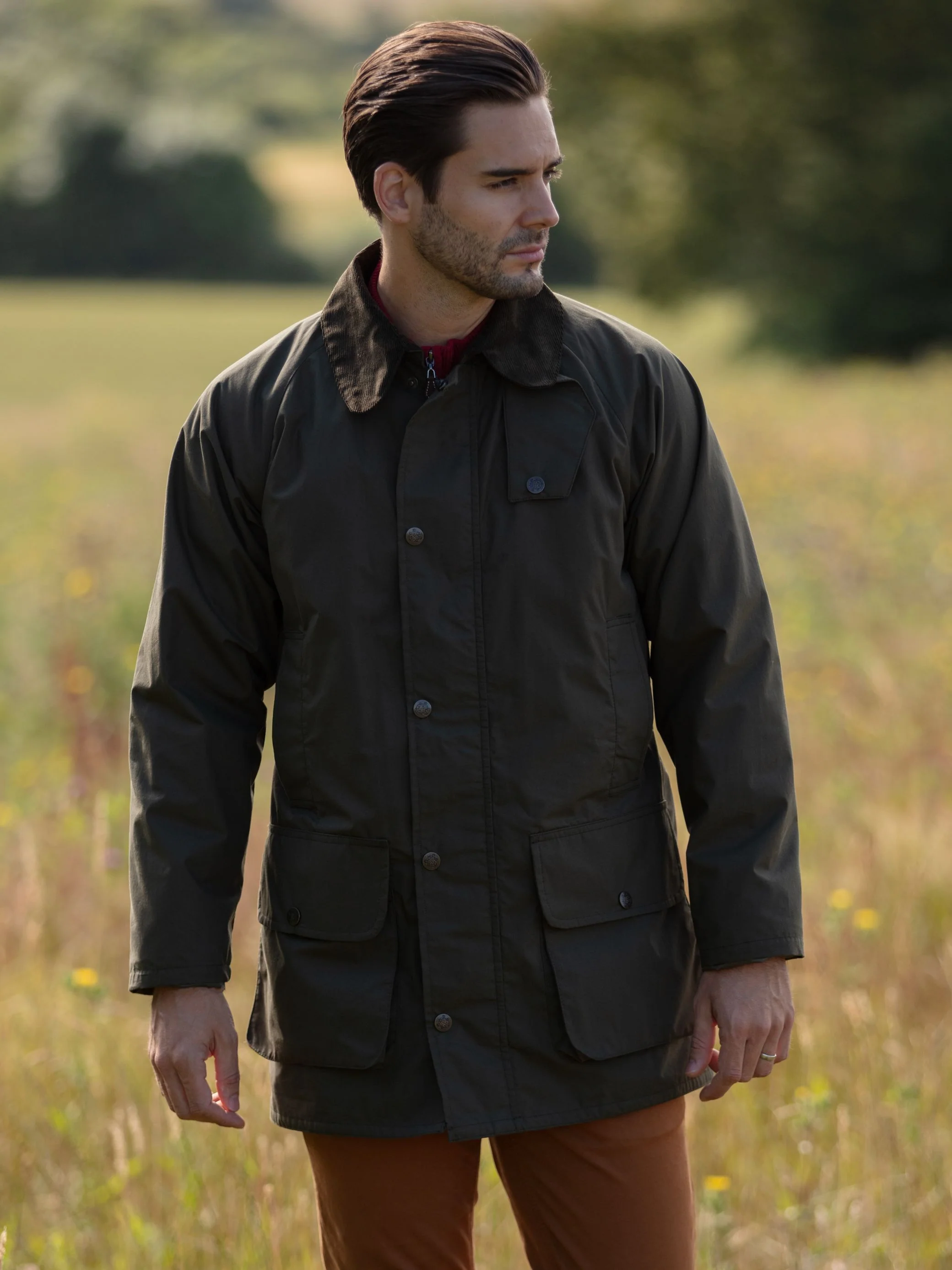 Surrey Men's Cotton Water Repellent Jacket in Olive  -  Regular Fit - Image 2