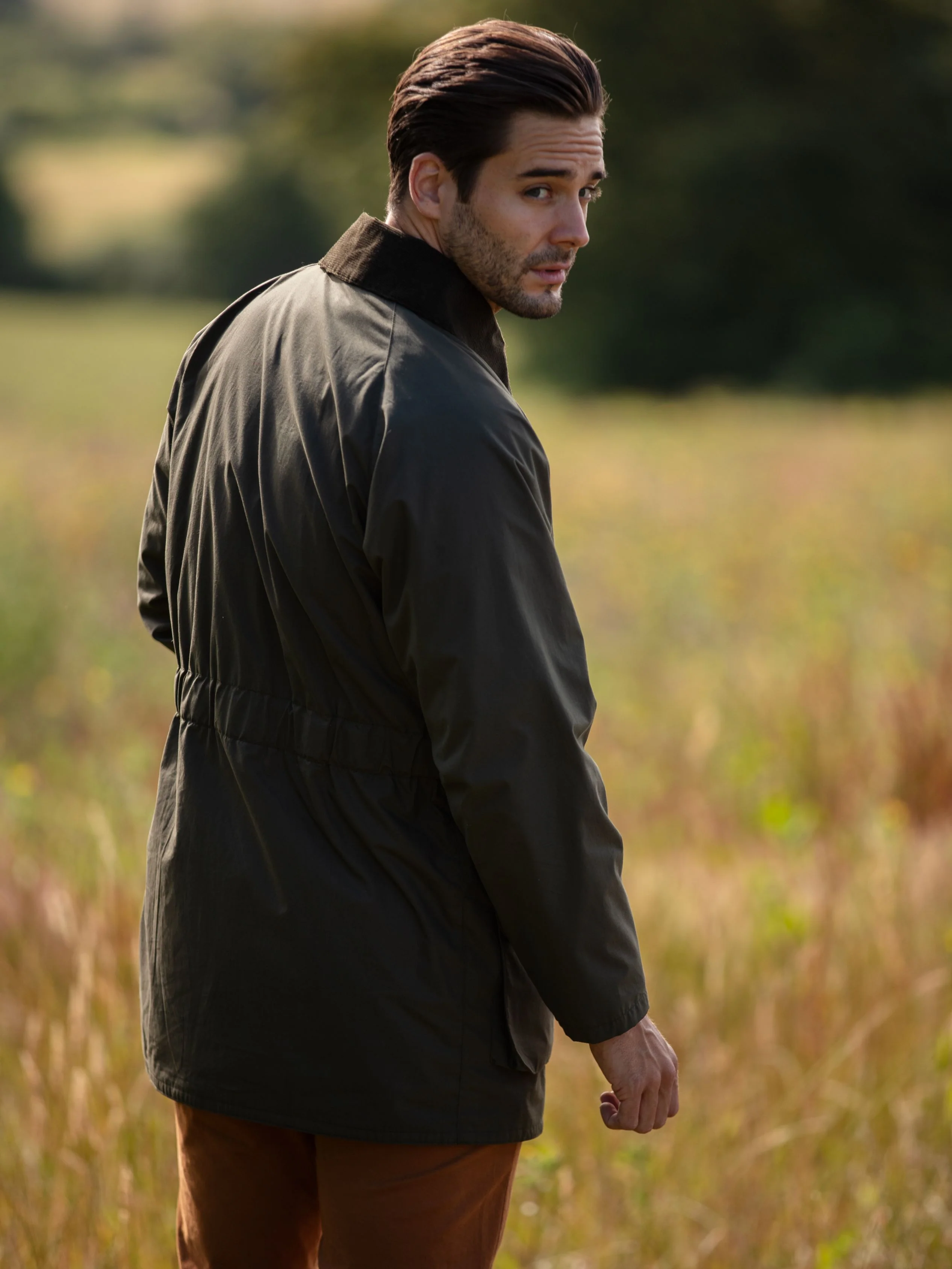Surrey Men's Cotton Water Repellent Jacket in Olive  -  Regular Fit - Image 4