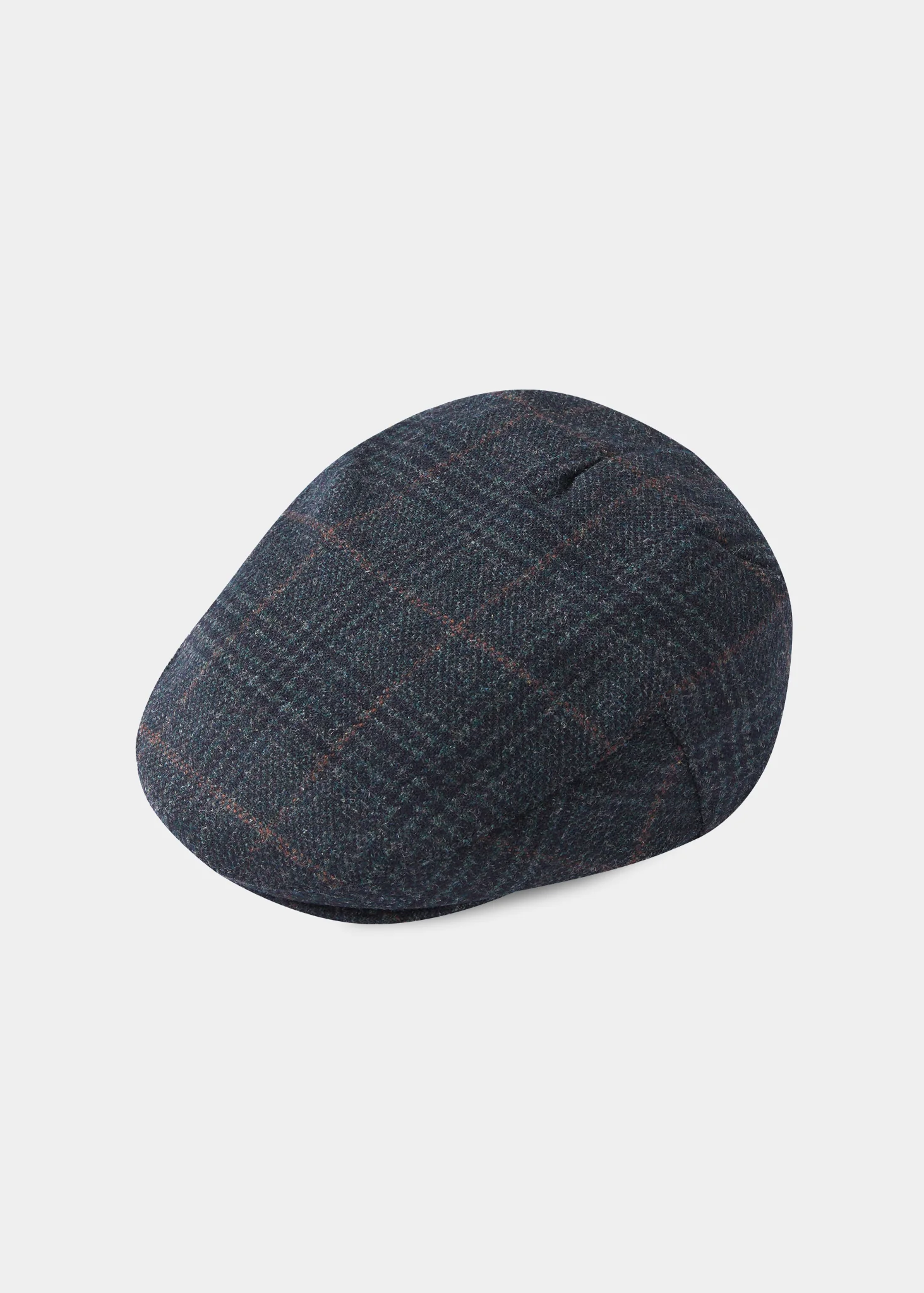 Surrey Men's Tweed Waterproof Flat Cap in Green Check  -  Regular Fit