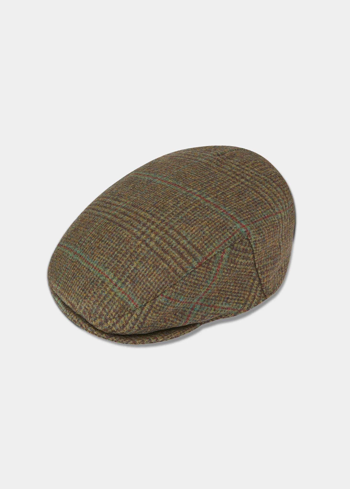 Surrey Men's Tweed Waterproof Flat Cap in Marsh  -  Regular Fit