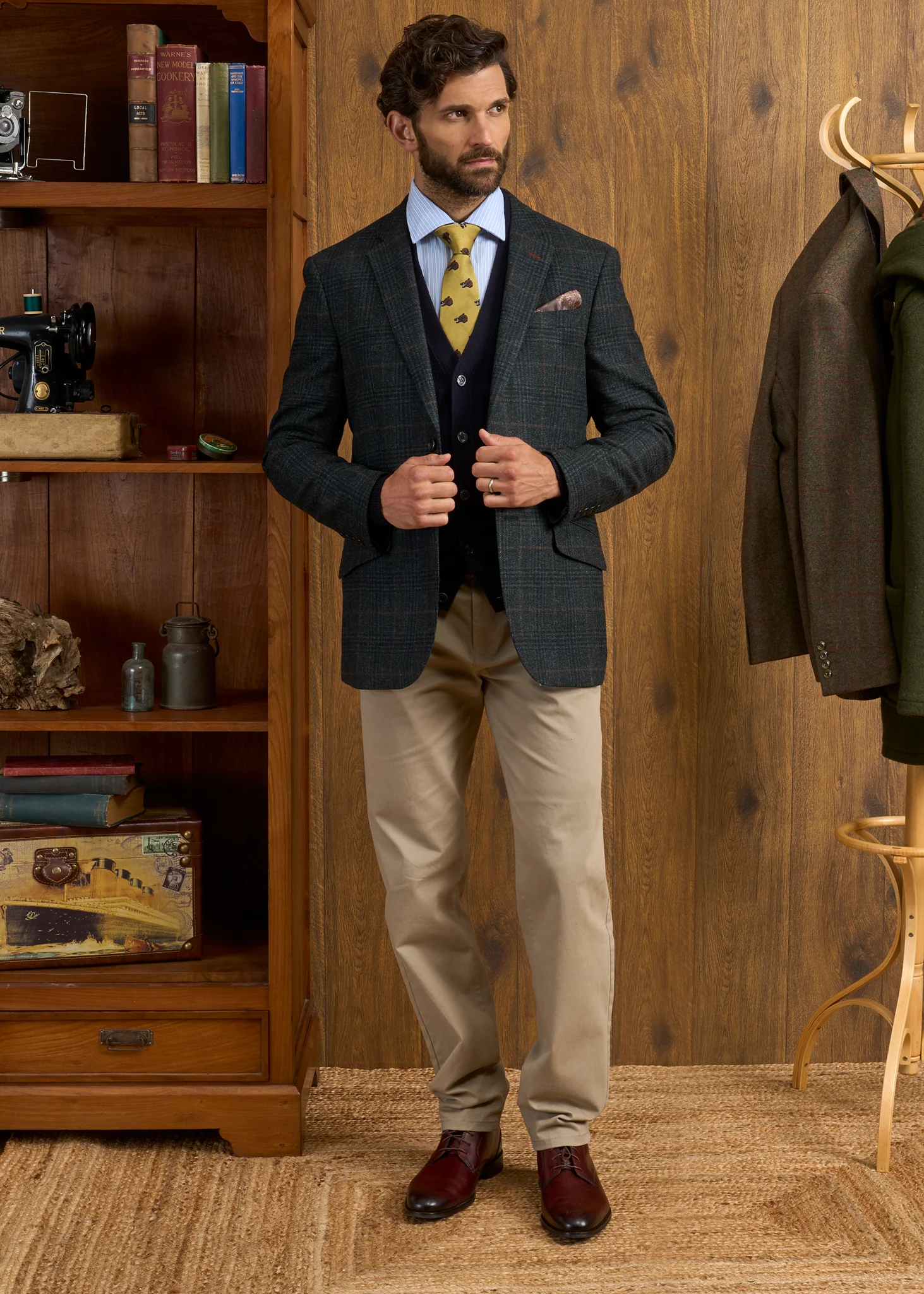 Surrey Tweed Lined Blazer In Green Check - Regular Fit - Image 6