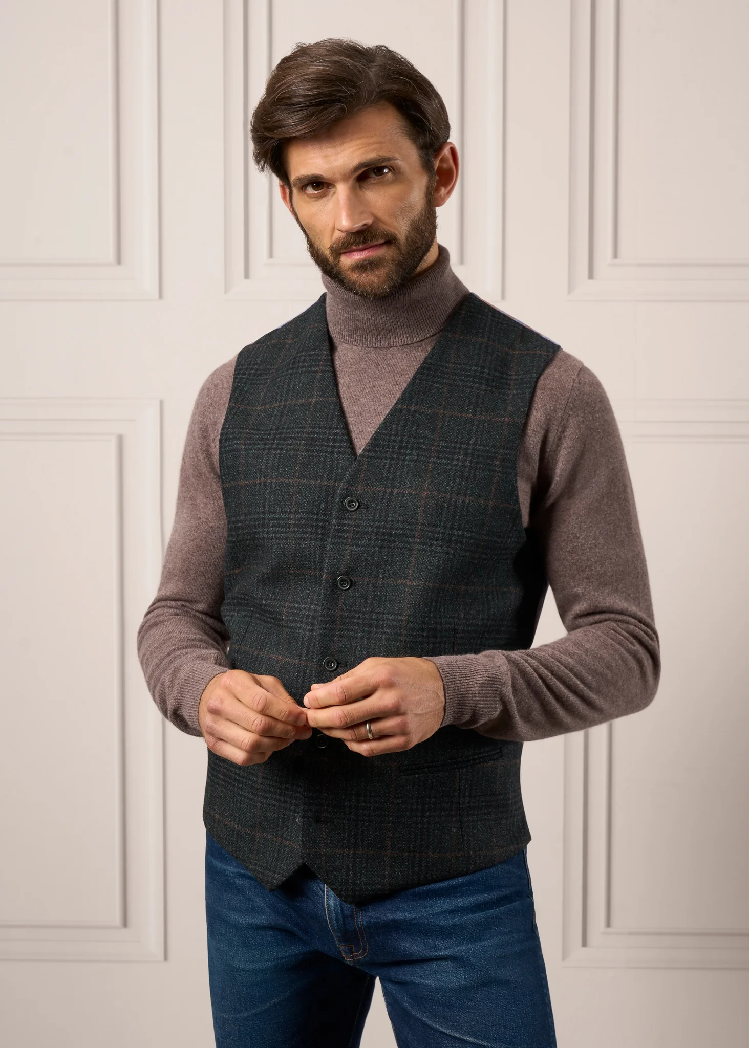 Surrey Tweed Lined Blazer In Green Check - Regular Fit - Image 8