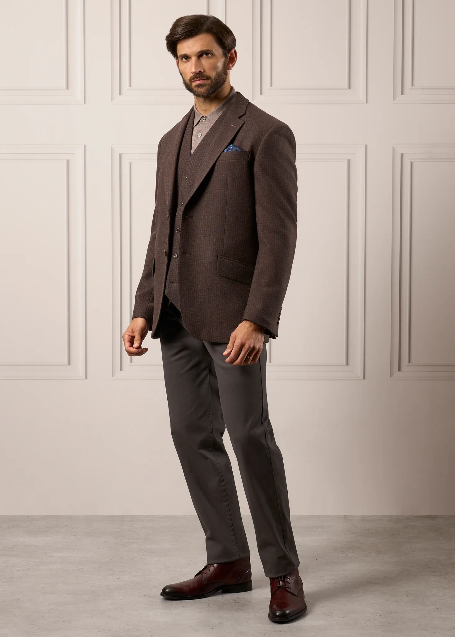 Surrey Men's Tweed Water Repellent Lined Blazer in Bramble  -  Regular Fit - Image 3