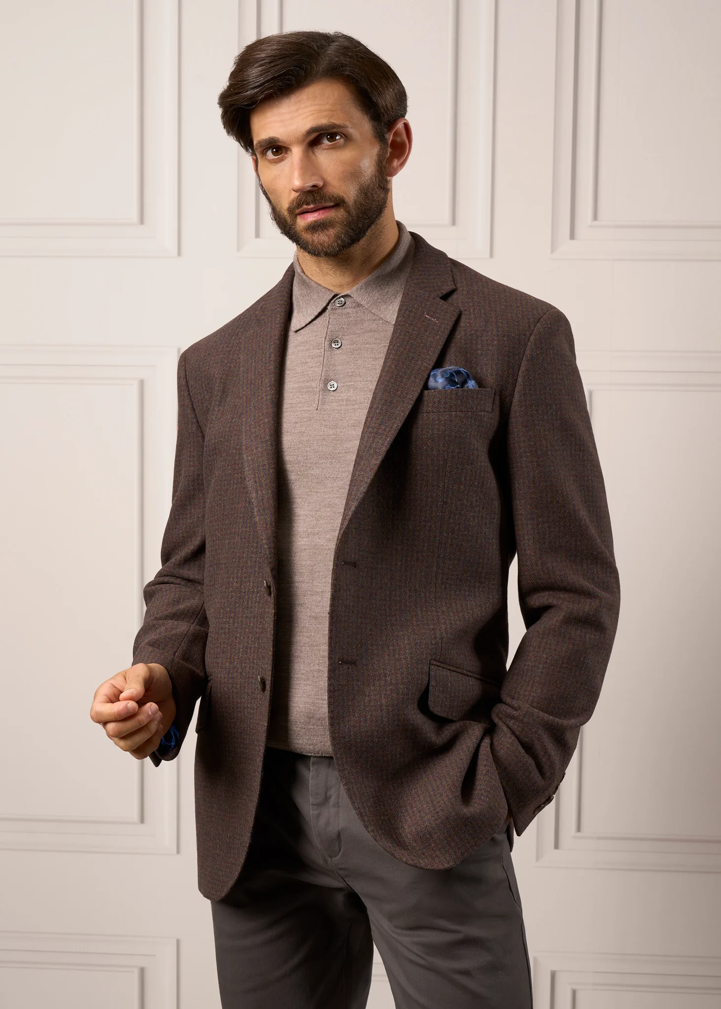 Surrey Men's Tweed Water Repellent Lined Blazer in Bramble  -  Regular Fit - Image 5