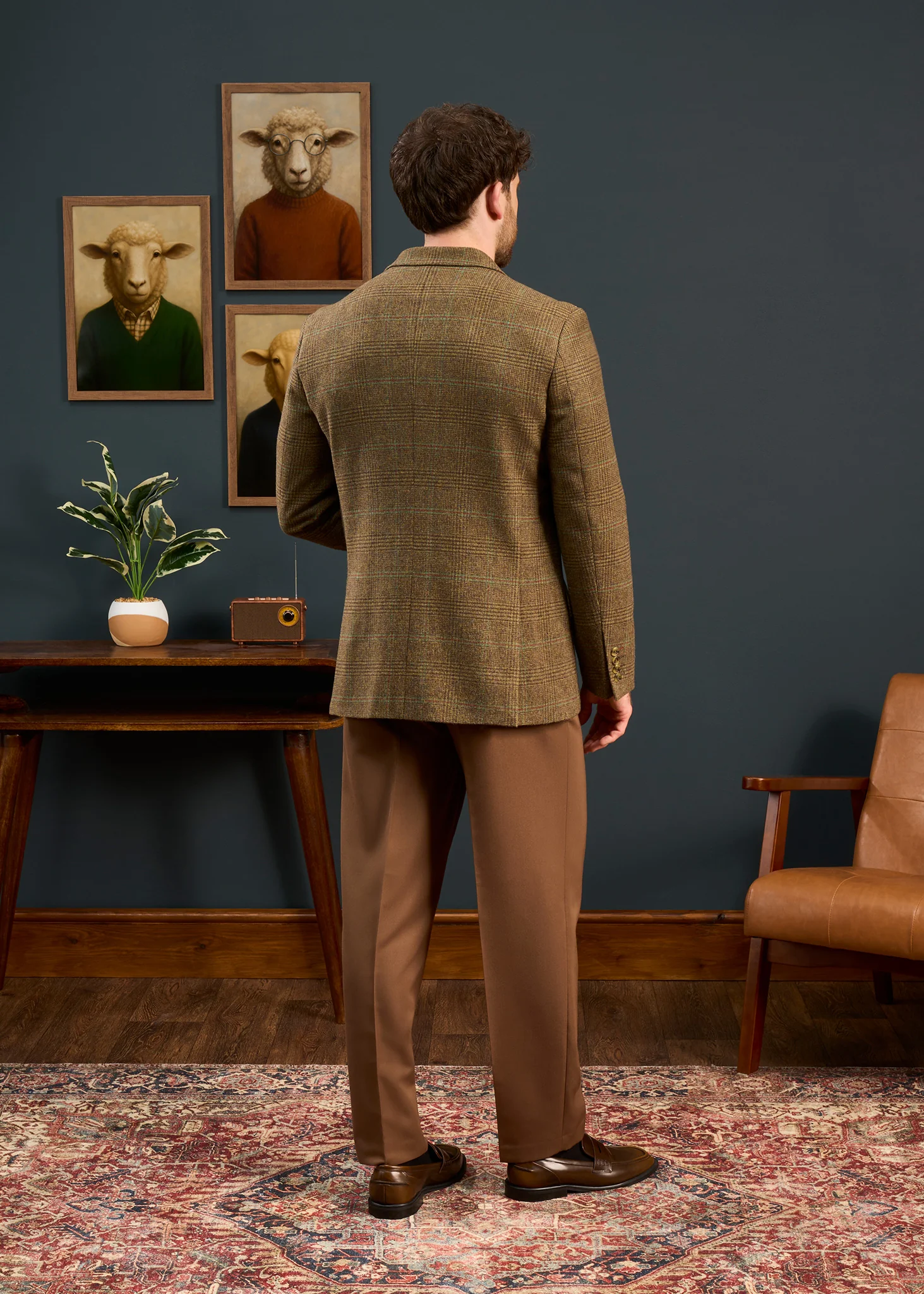 Surrey Men's Tweed Water Repellent Lined Blazer in Marsh  -  Regular Fit - Image 5