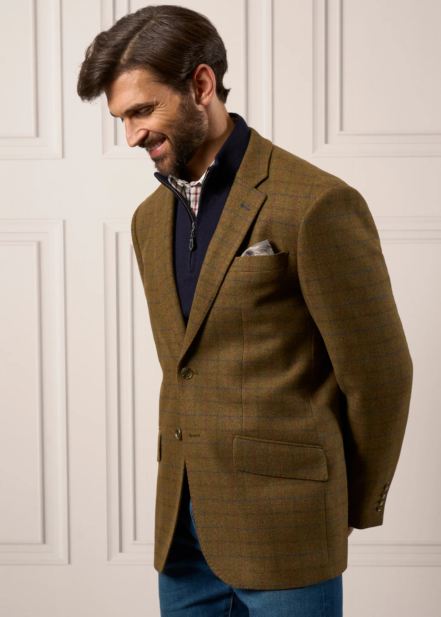 Surrey Men's Tweed Water Repellent Lined Blazer in Moor  -  Regular Fit - Image 3