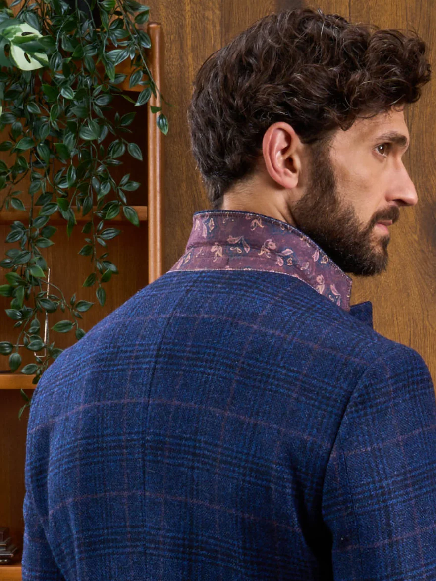 Surrey Tweed Lined Blazer In Navy Check - Regular Fit - Image 5