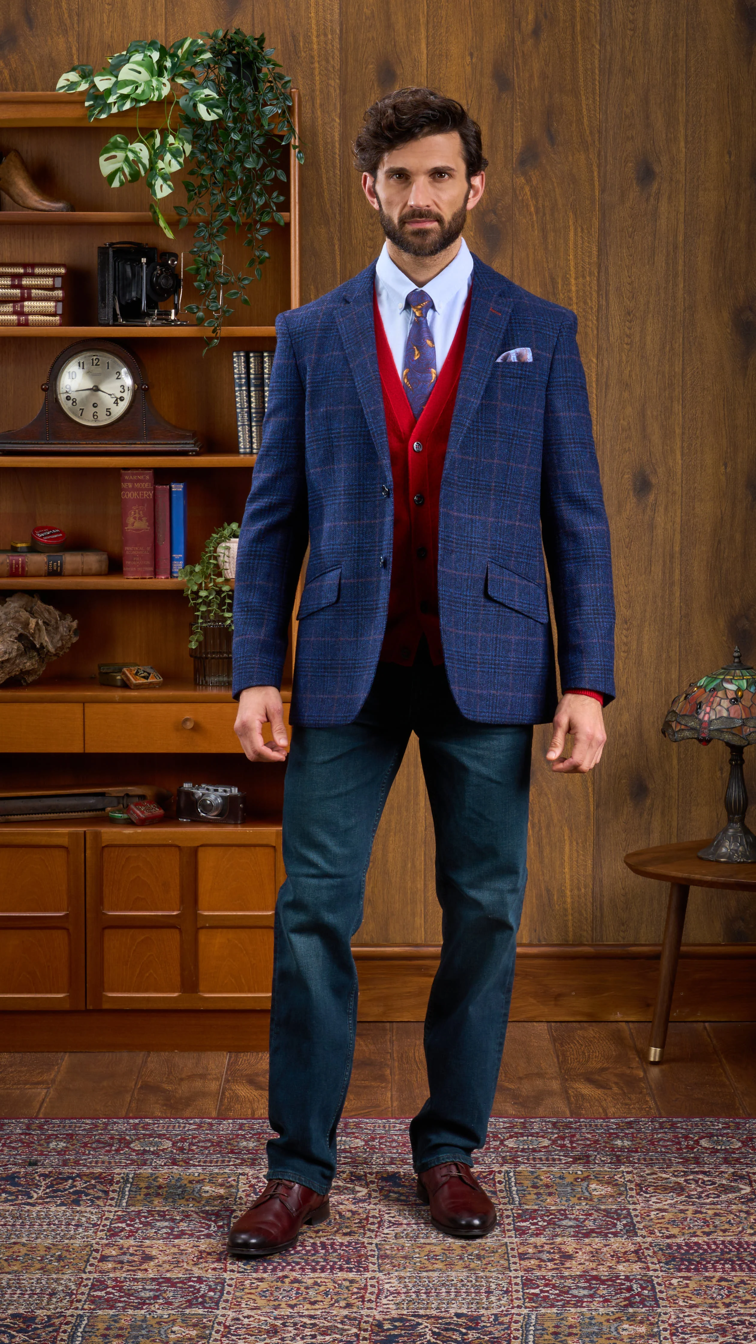 Surrey Tweed Lined Blazer In Navy Check - Regular Fit - Image 6