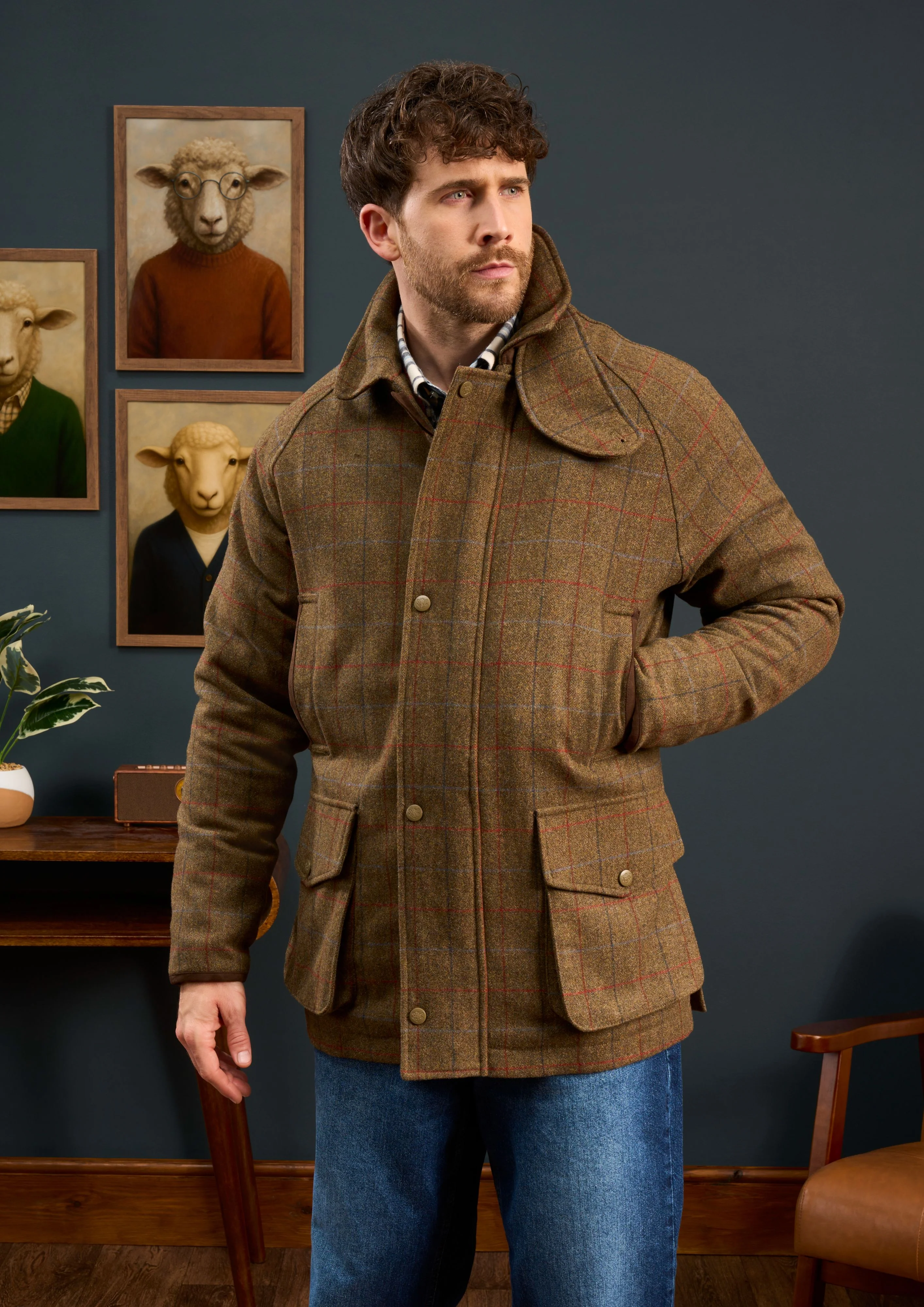 Surrey Men's Tweed Waterproof Coat in Hawkswood  -  Shooting Fit