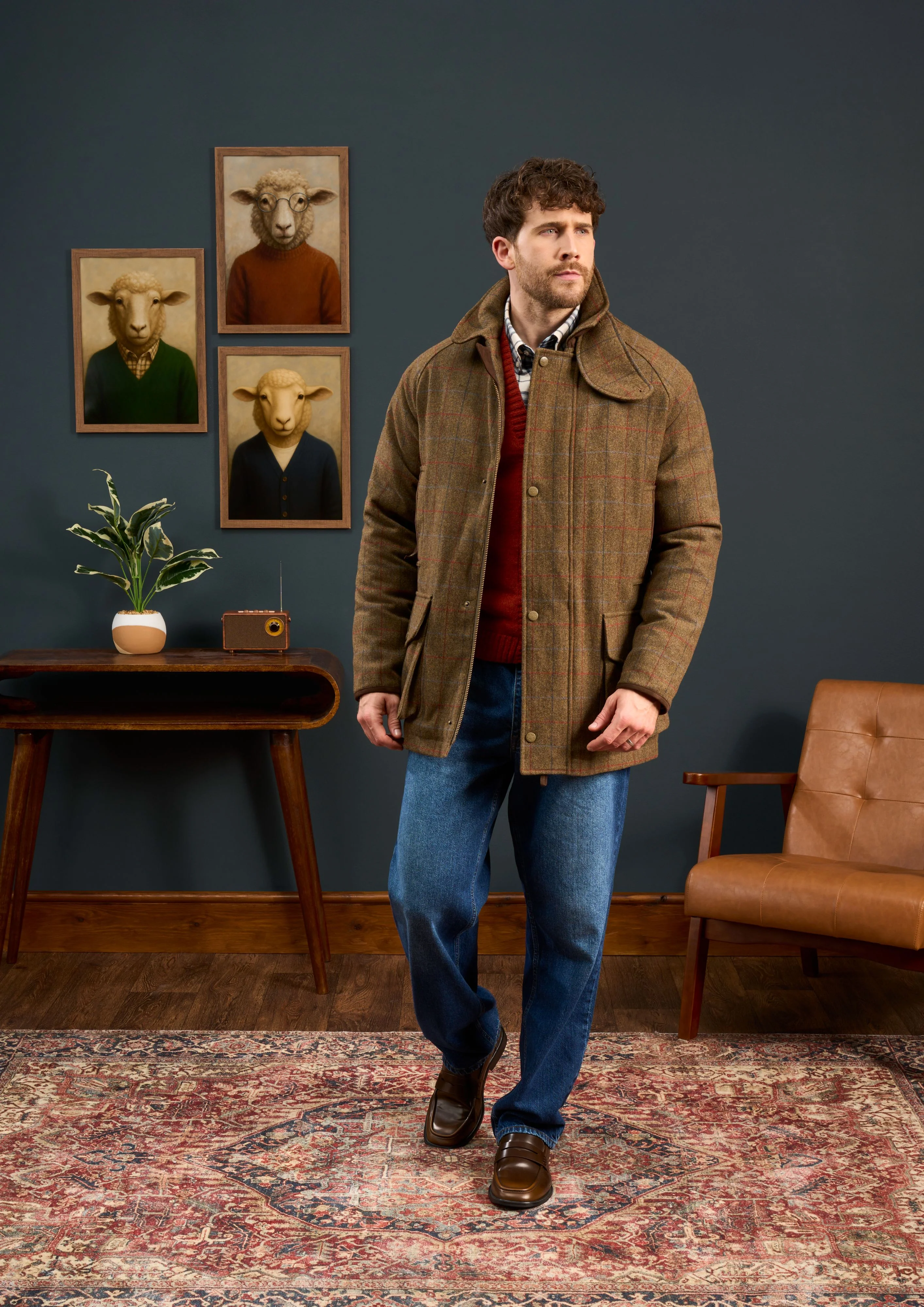 Surrey Men's Tweed Waterproof Coat in Hawkswood  -  Shooting Fit - Image 2