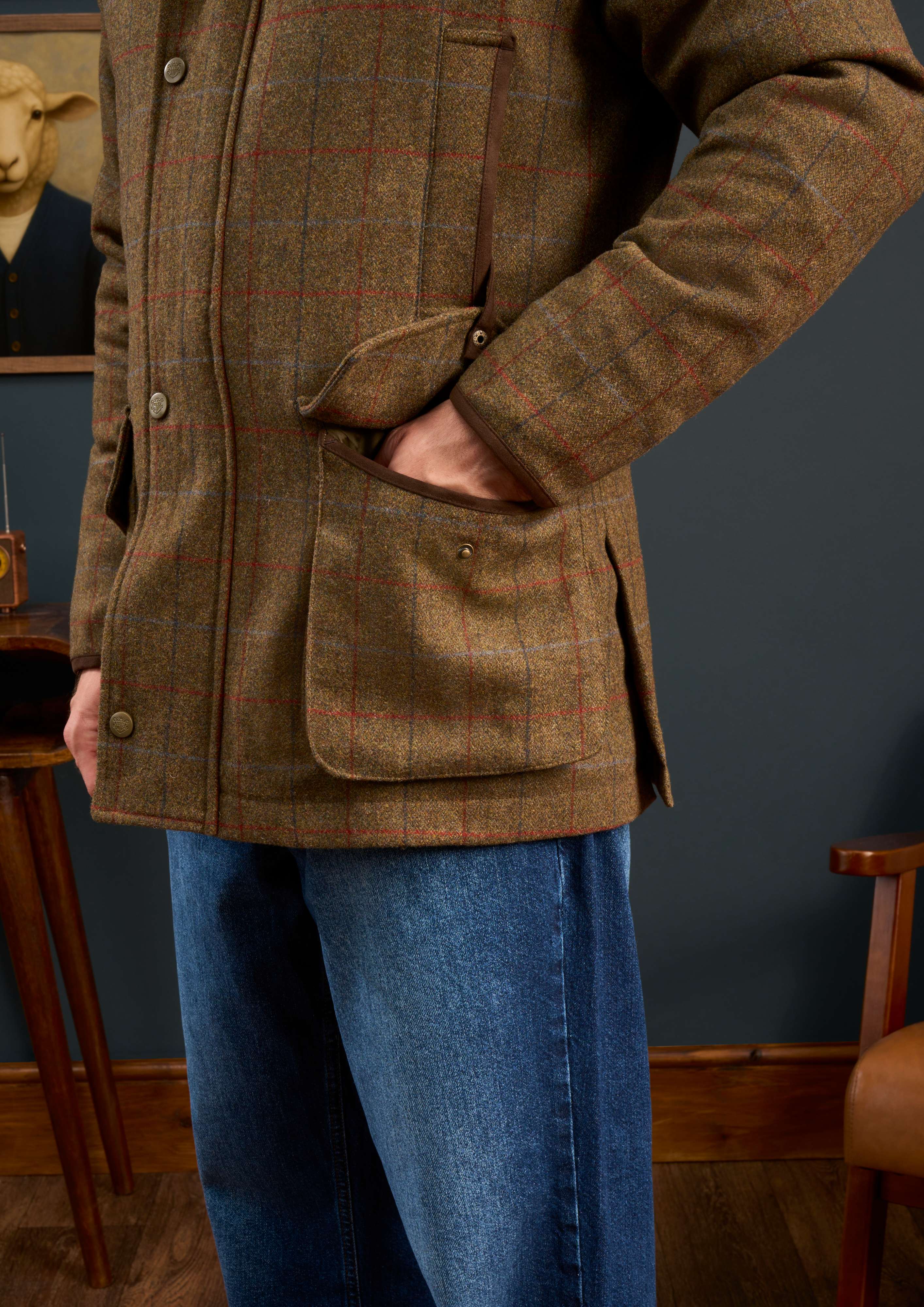 Surrey Men's Tweed Waterproof Coat in Hawkswood  -  Shooting Fit - Image 5