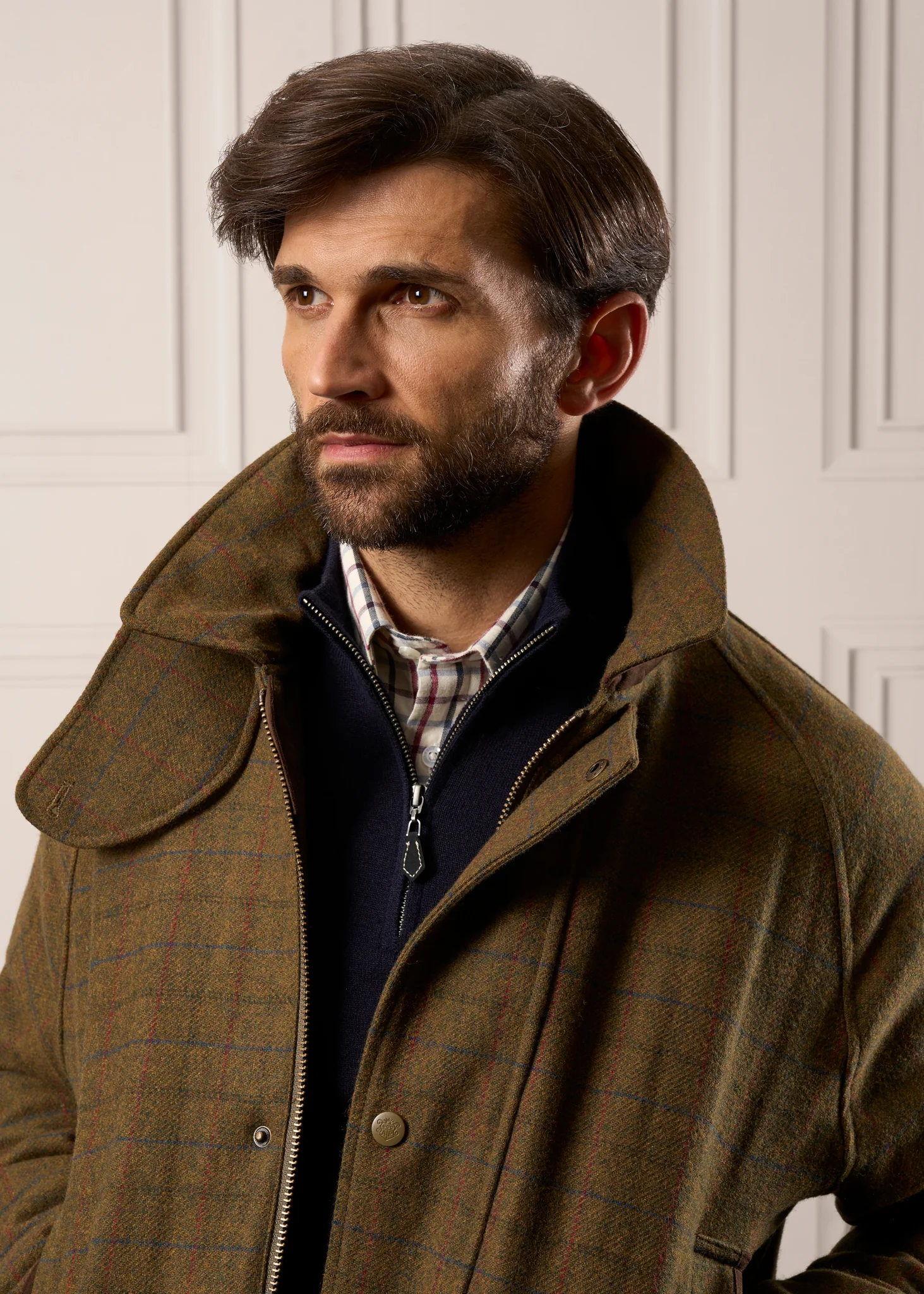Surrey Men's Tweed Waterproof Coat in Moor  -  Shooting Fit - Image 4