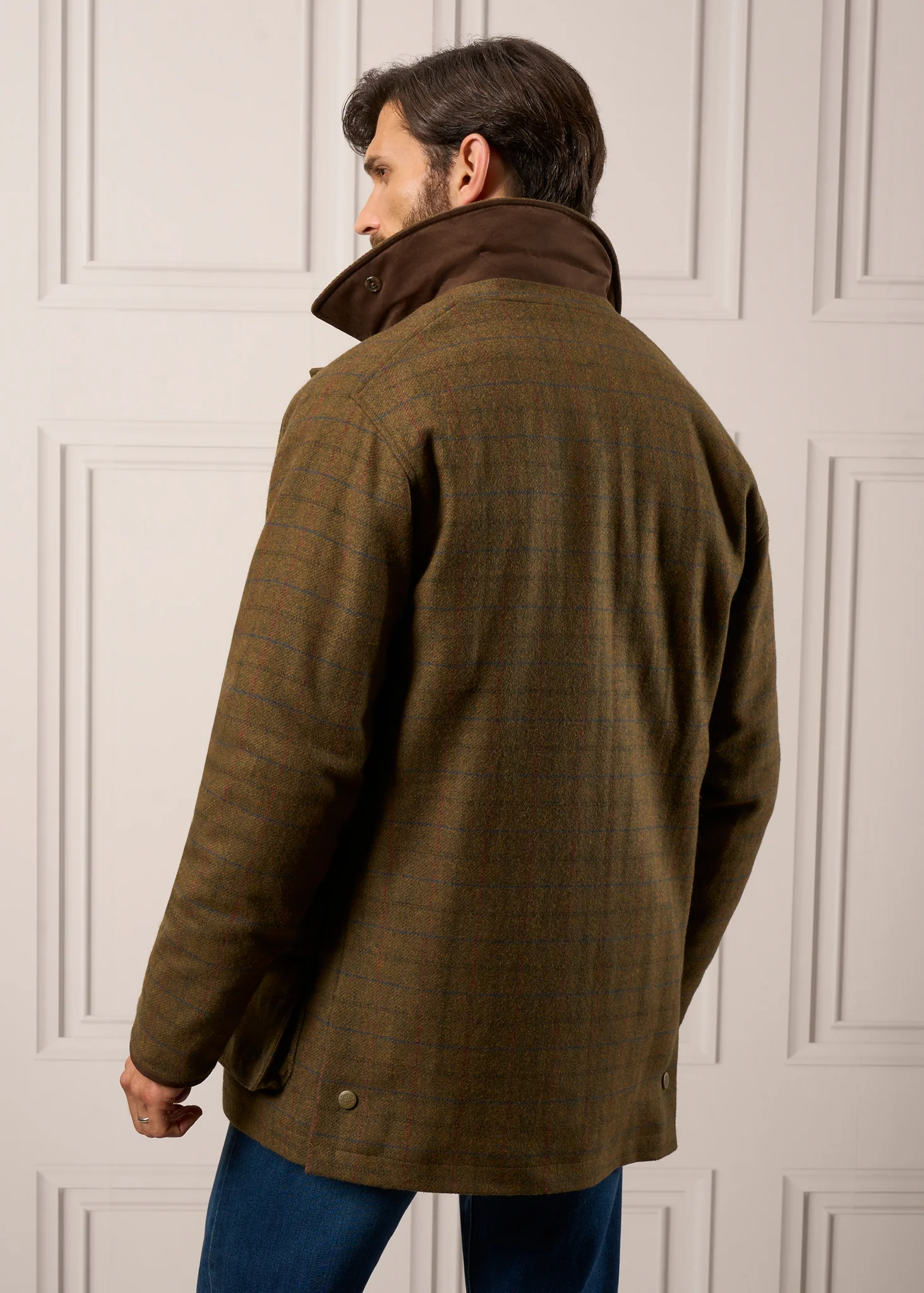 Surrey Men's Tweed Waterproof Coat in Moor  -  Shooting Fit - Image 6
