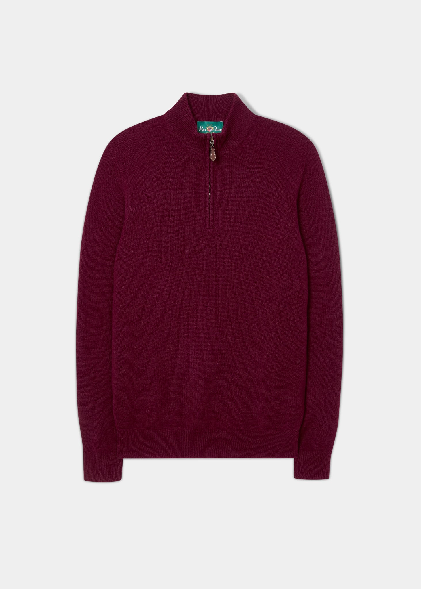 Sutherland Lambswool 1/4 Zip Jumper in Bordeaux - Regular Fit