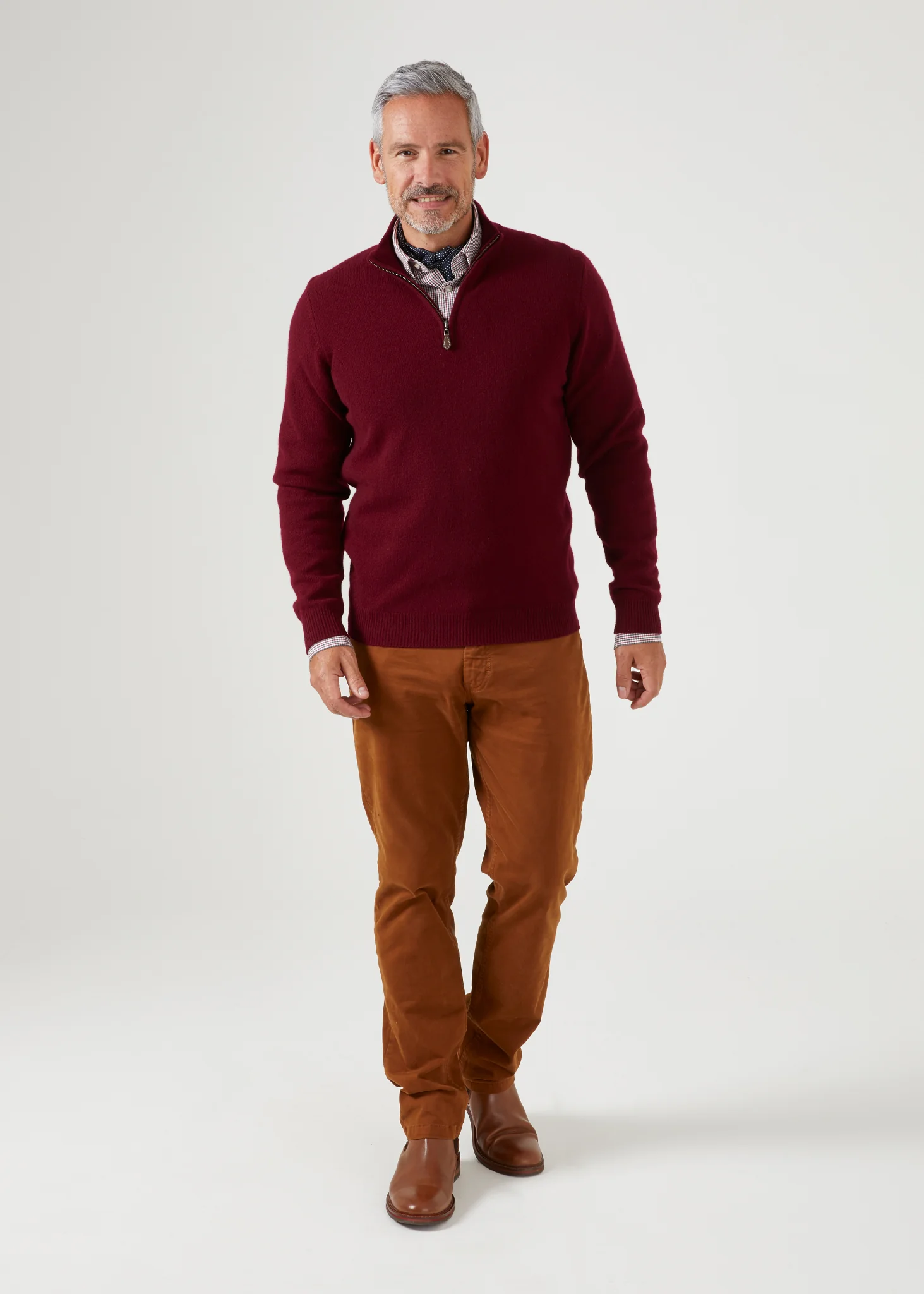 Sutherland Lambswool 1/4 Zip Jumper in Bordeaux - Regular Fit - Image 2