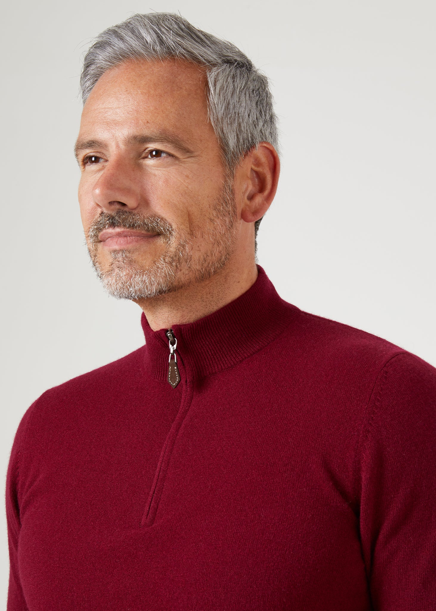Sutherland Lambswool 1/4 Zip Jumper in Bordeaux - Regular Fit - Image 6