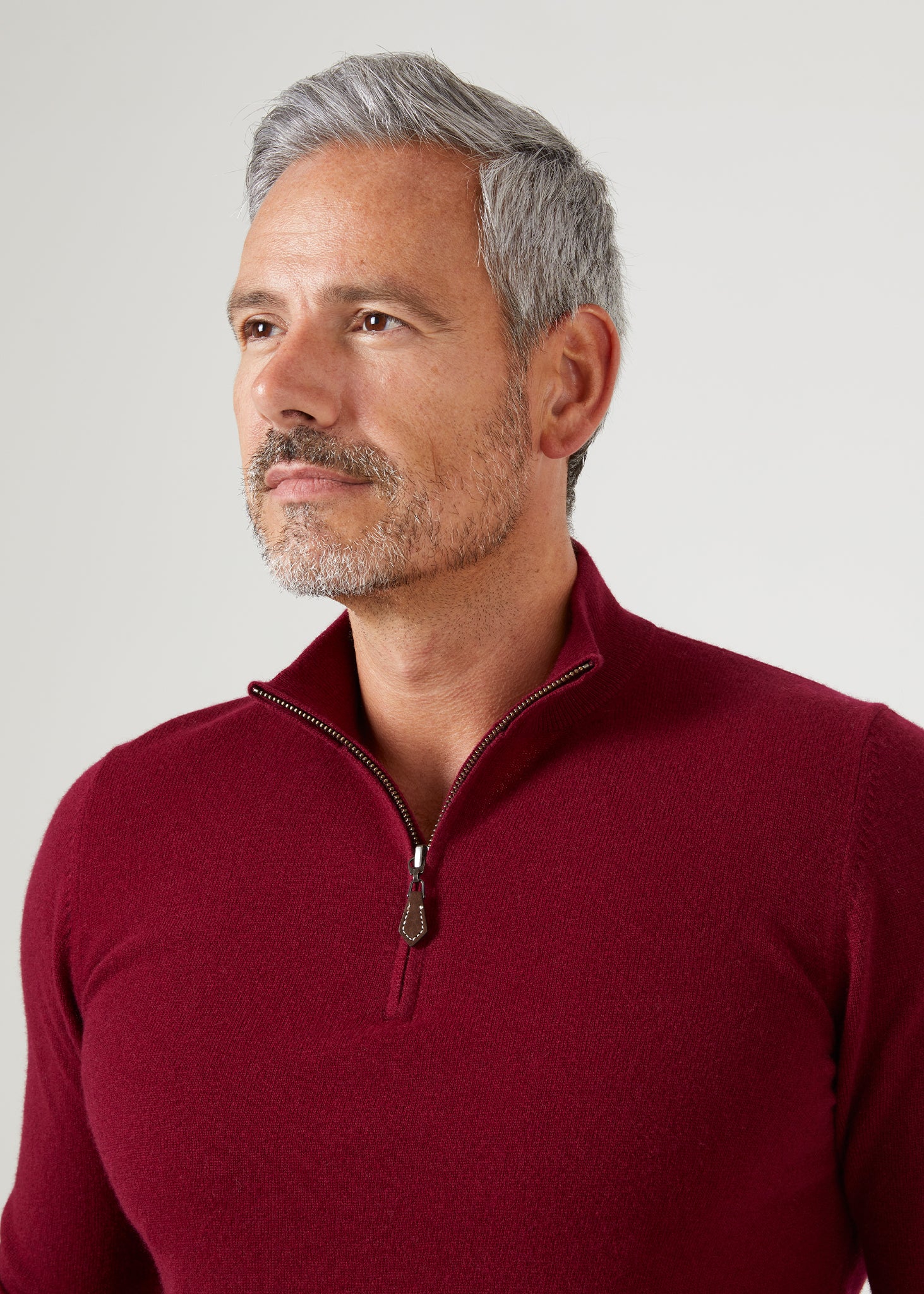 Sutherland Lambswool 1/4 Zip Jumper in Bordeaux - Regular Fit - Image 7