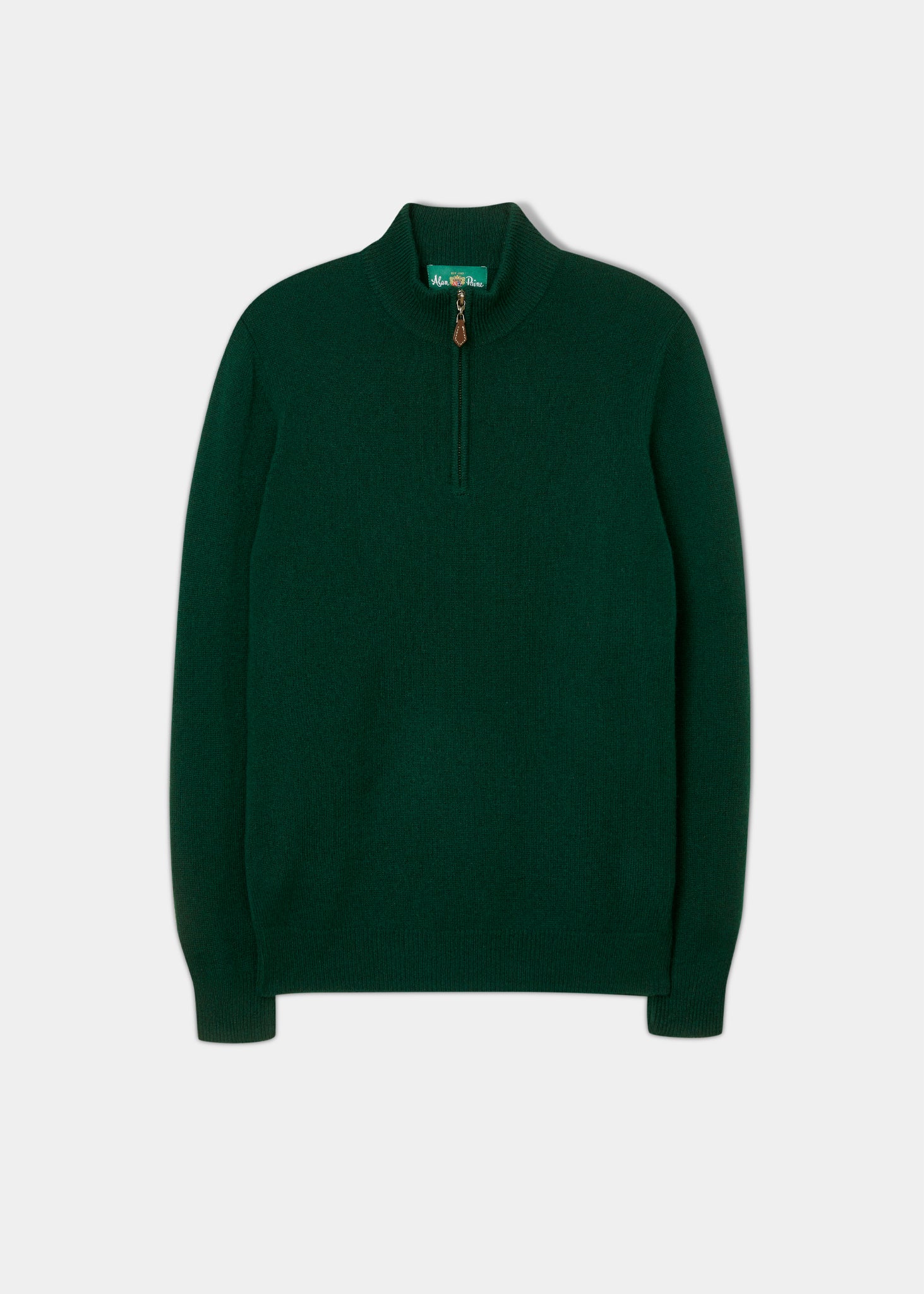 Sutherland Lambswool 1/4 Zip Jumper in Tartan Green - Regular Fit