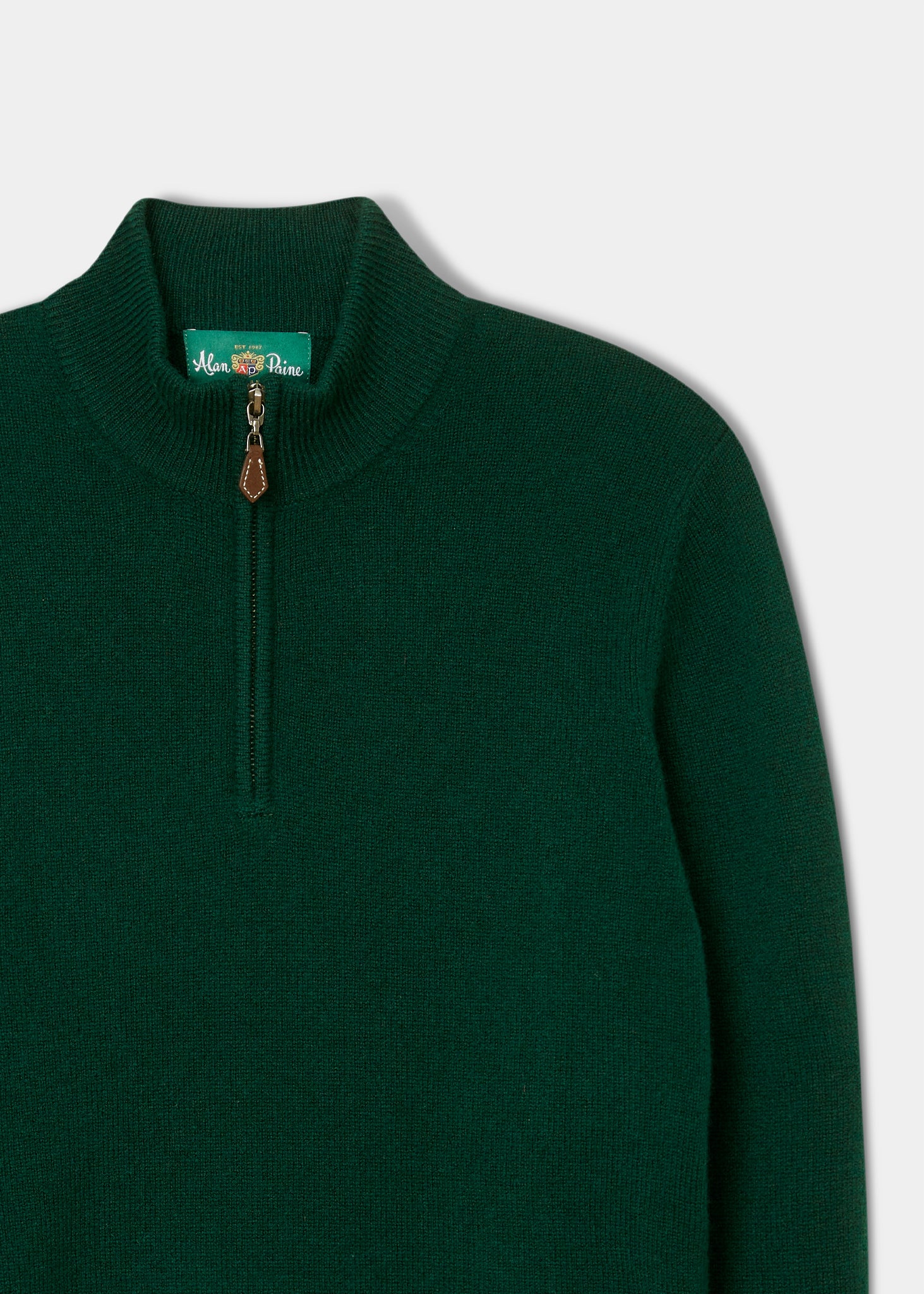 Sutherland Lambswool 1/4 Zip Jumper in Tartan Green - Regular Fit - Image 6