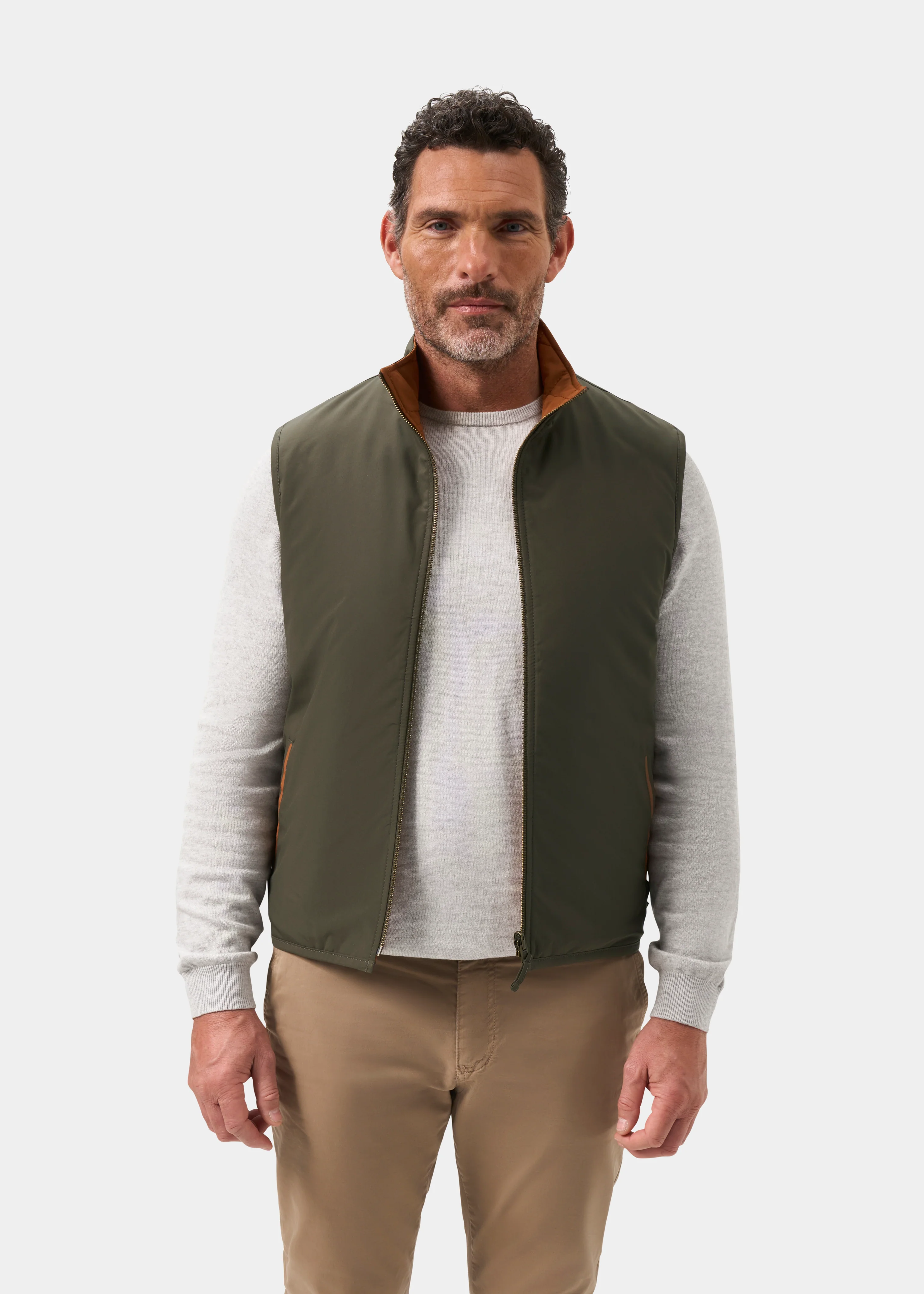 Swifthall Reversible City Gilet In Olive and Cider - Image 12