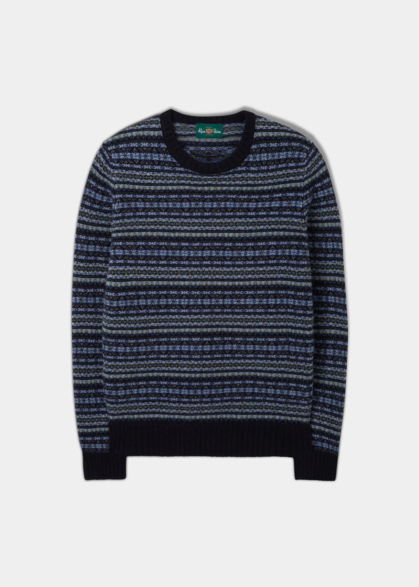 Towthorpe Men's Lambswool Fairisle Navy Jumper - Regular Fit