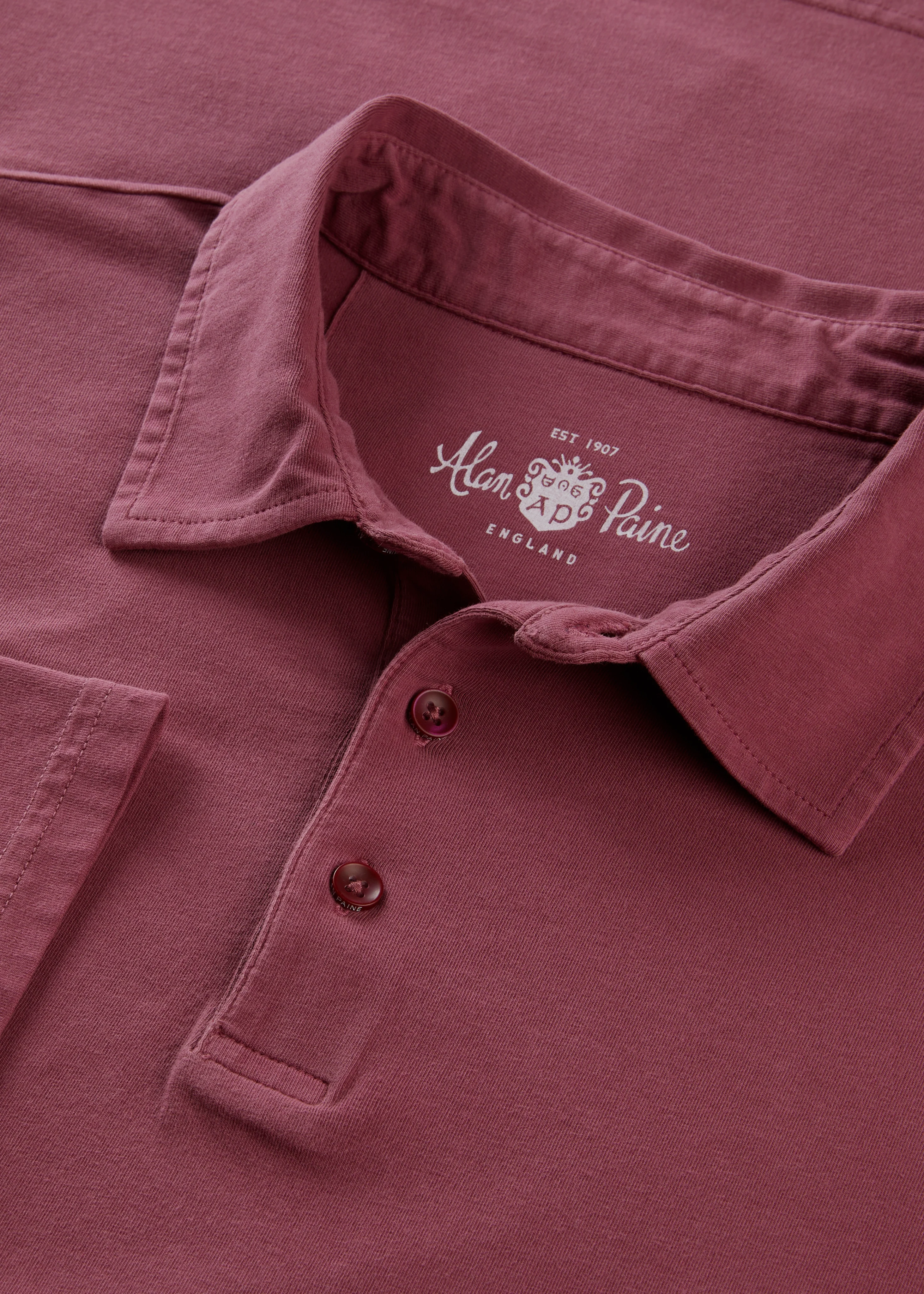 Tutbury Faded Dye Polo Shirt In Claret - Image 2