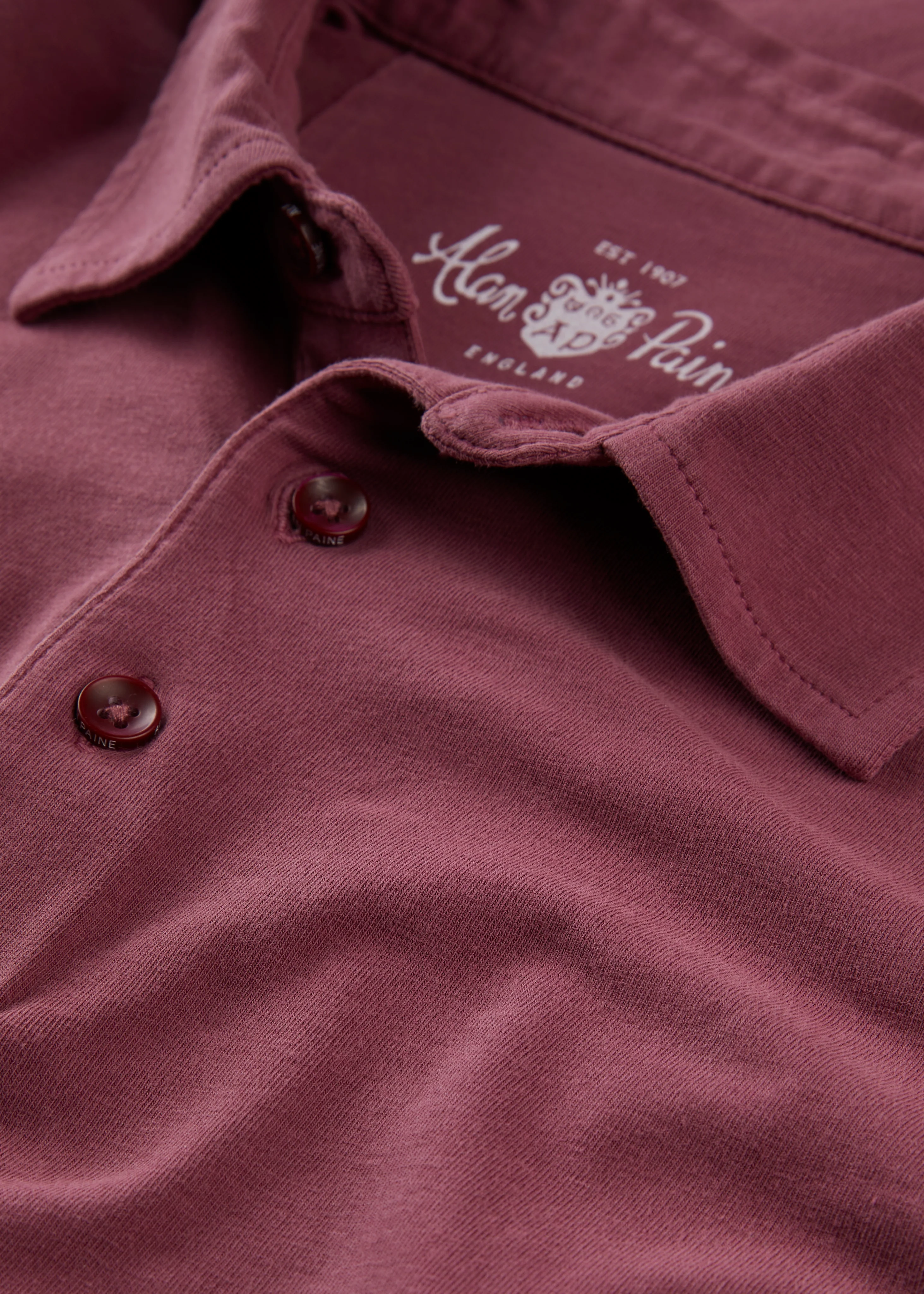 Tutbury Faded Dye Polo Shirt In Claret - Image 3