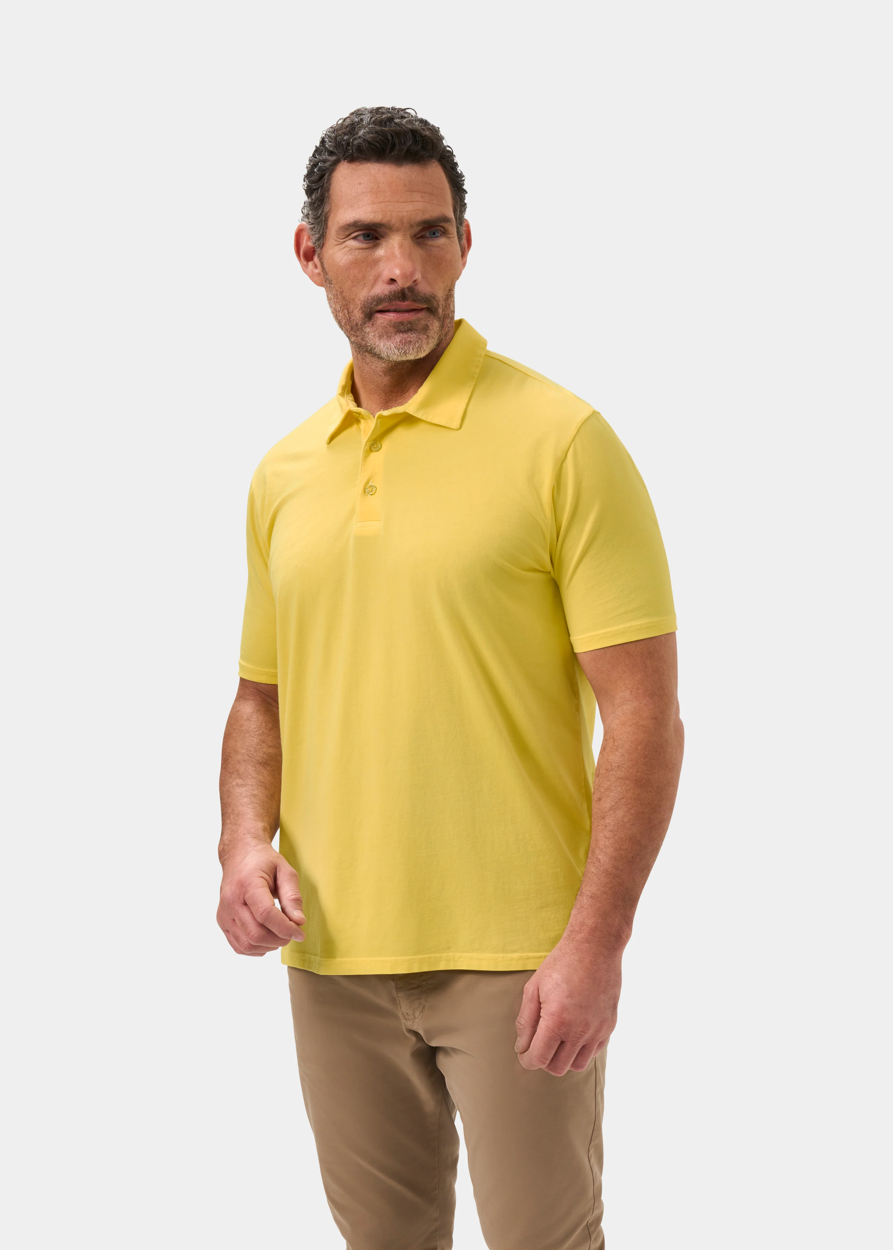 Tutbury Faded Dye Polo Shirt In Lemon - Image 6