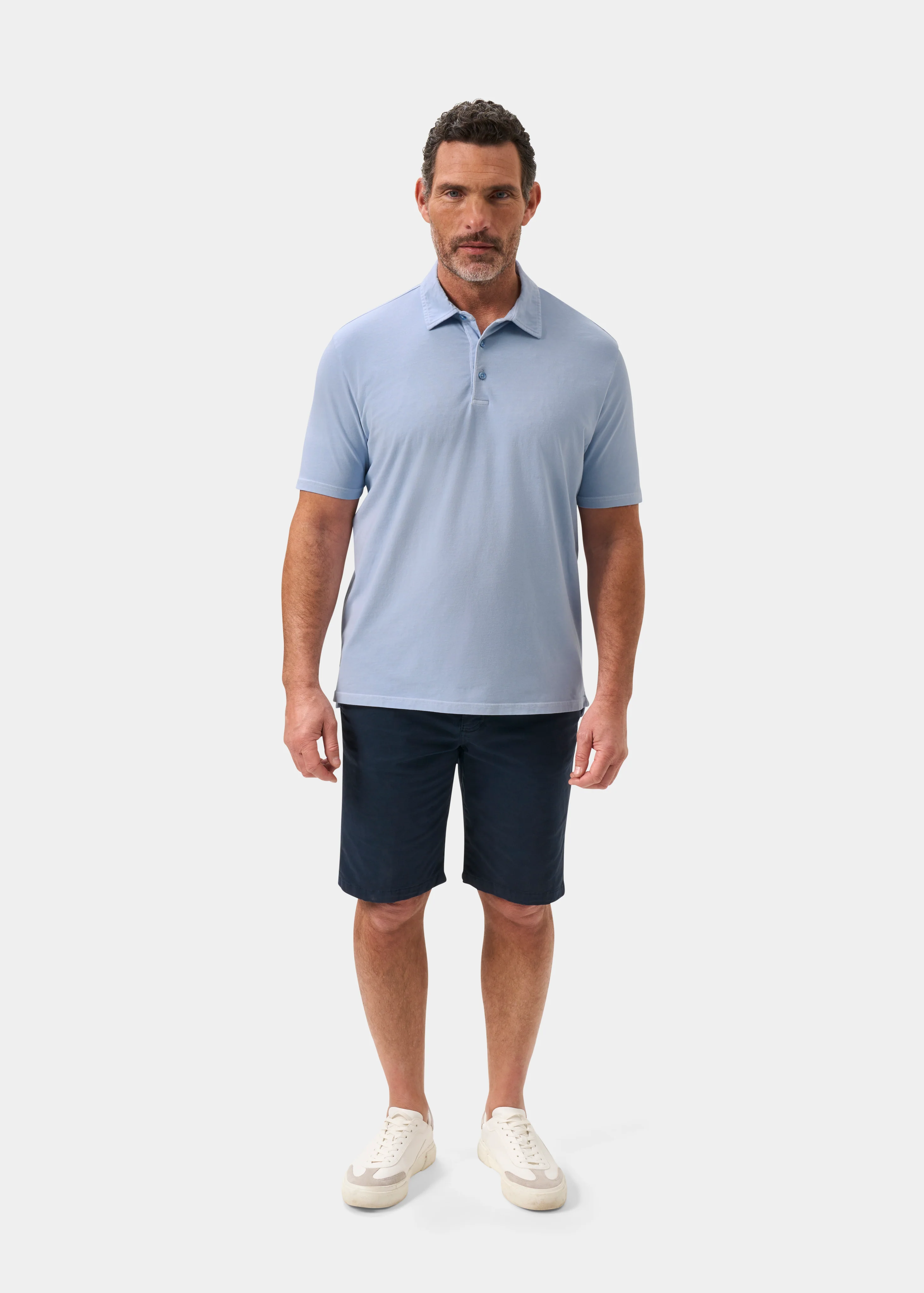 Tutbury Faded Dye Polo Shirt In Light Blue - Image 2