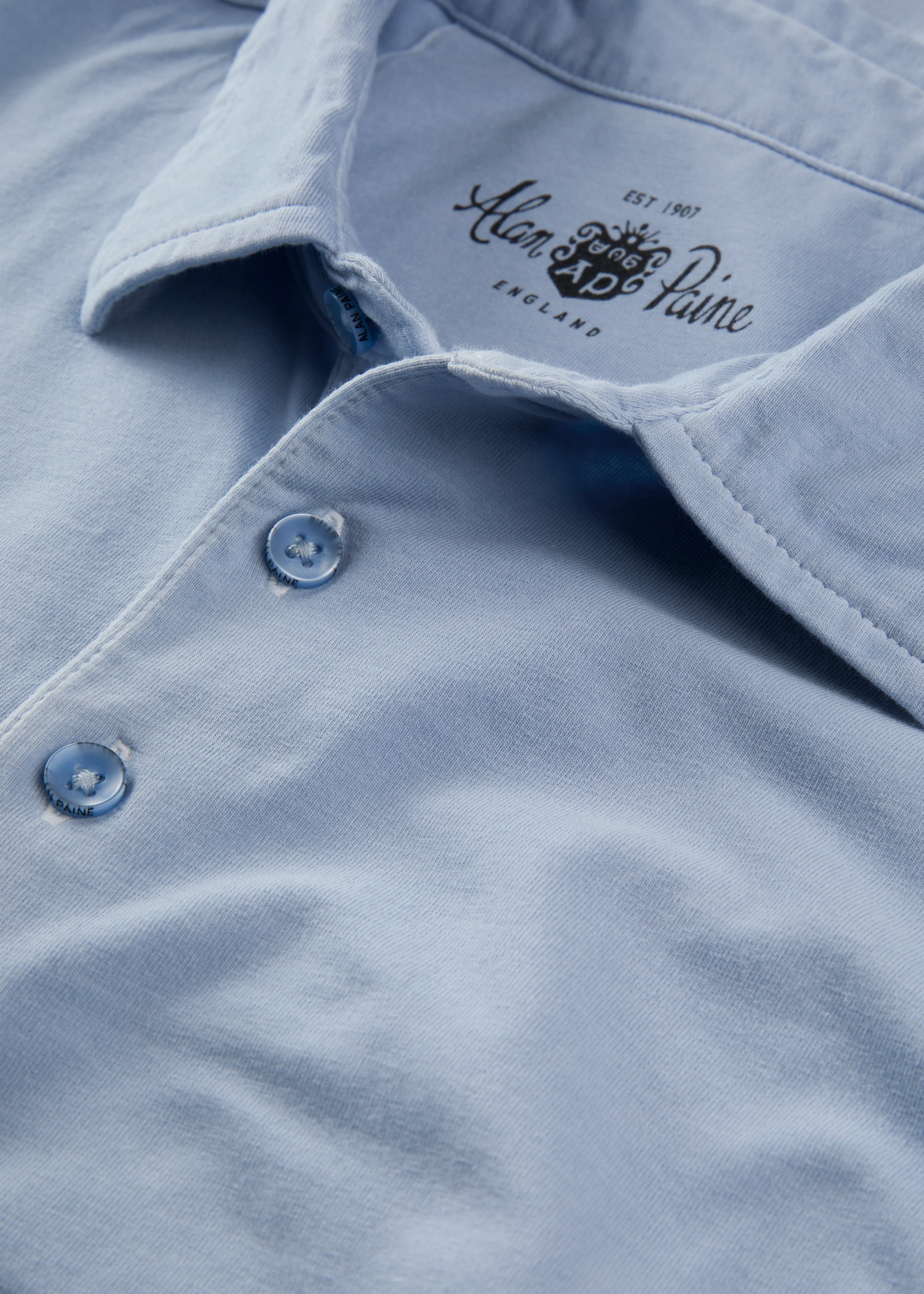 Tutbury Faded Dye Polo Shirt In Light Blue - Image 4
