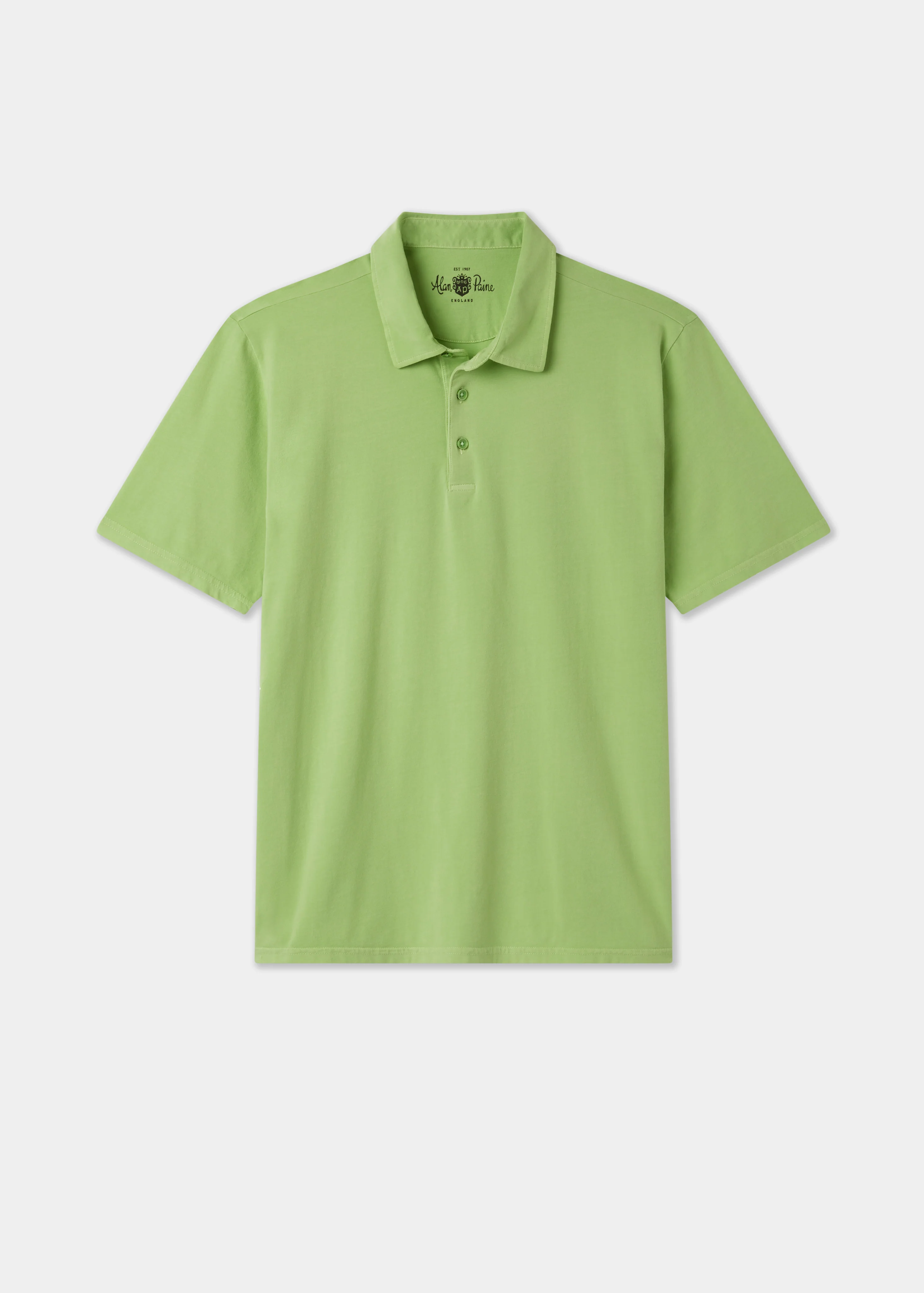 Tutbury Faded Dye Polo Shirt In Lime Green