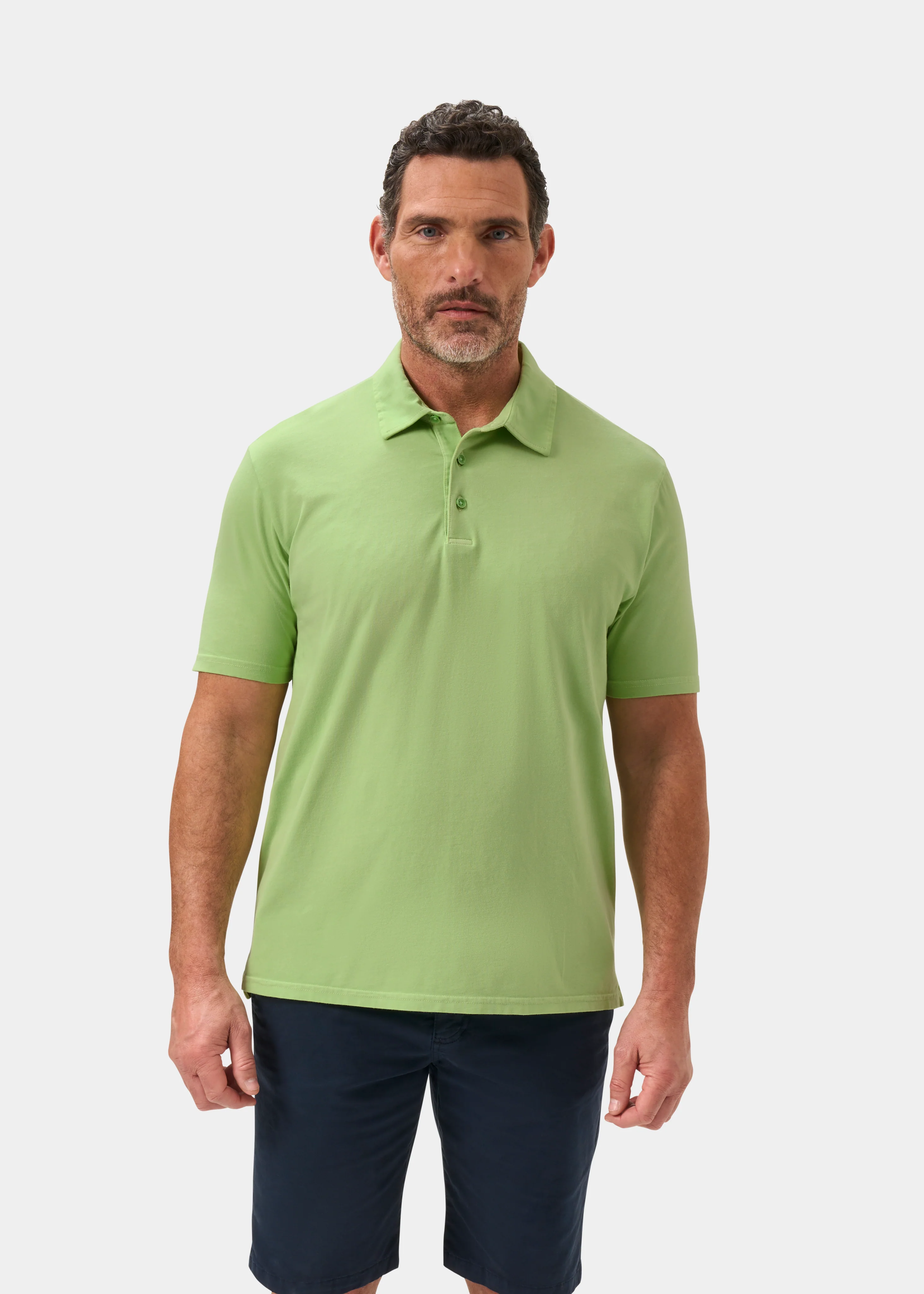 Tutbury Faded Dye Polo Shirt In Lime Green - Image 5