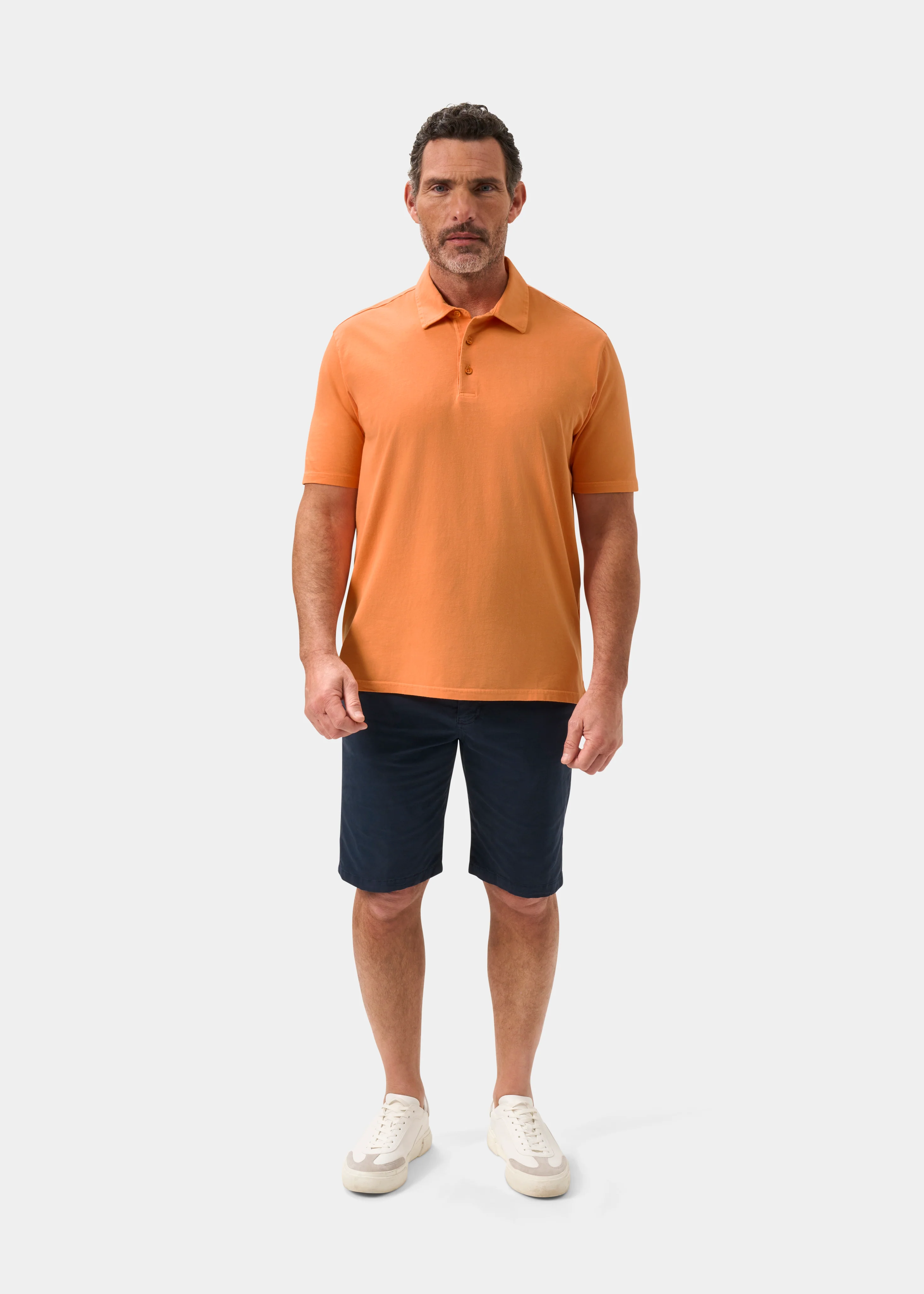 Tutbury Faded Dye Polo Shirt In Orange - Image 2