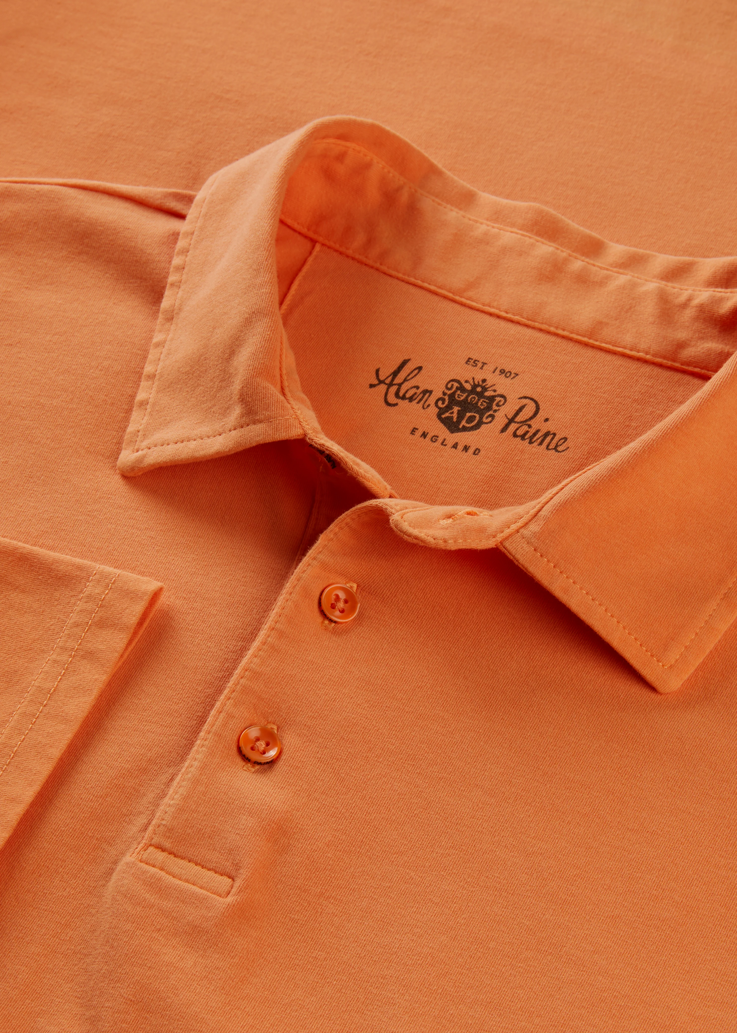 Tutbury Faded Dye Polo Shirt In Orange - Image 3