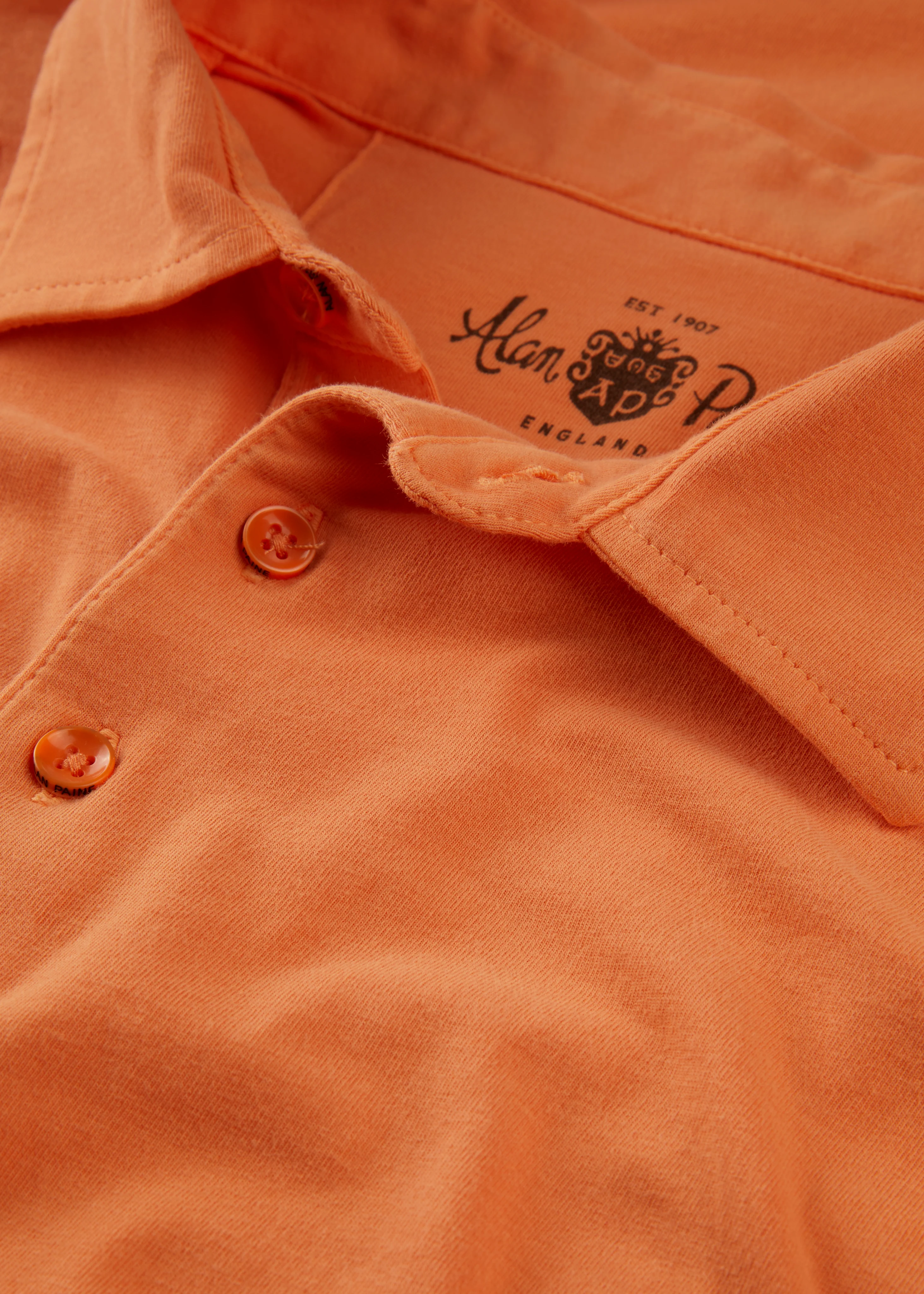 Tutbury Faded Dye Polo Shirt In Orange - Image 4