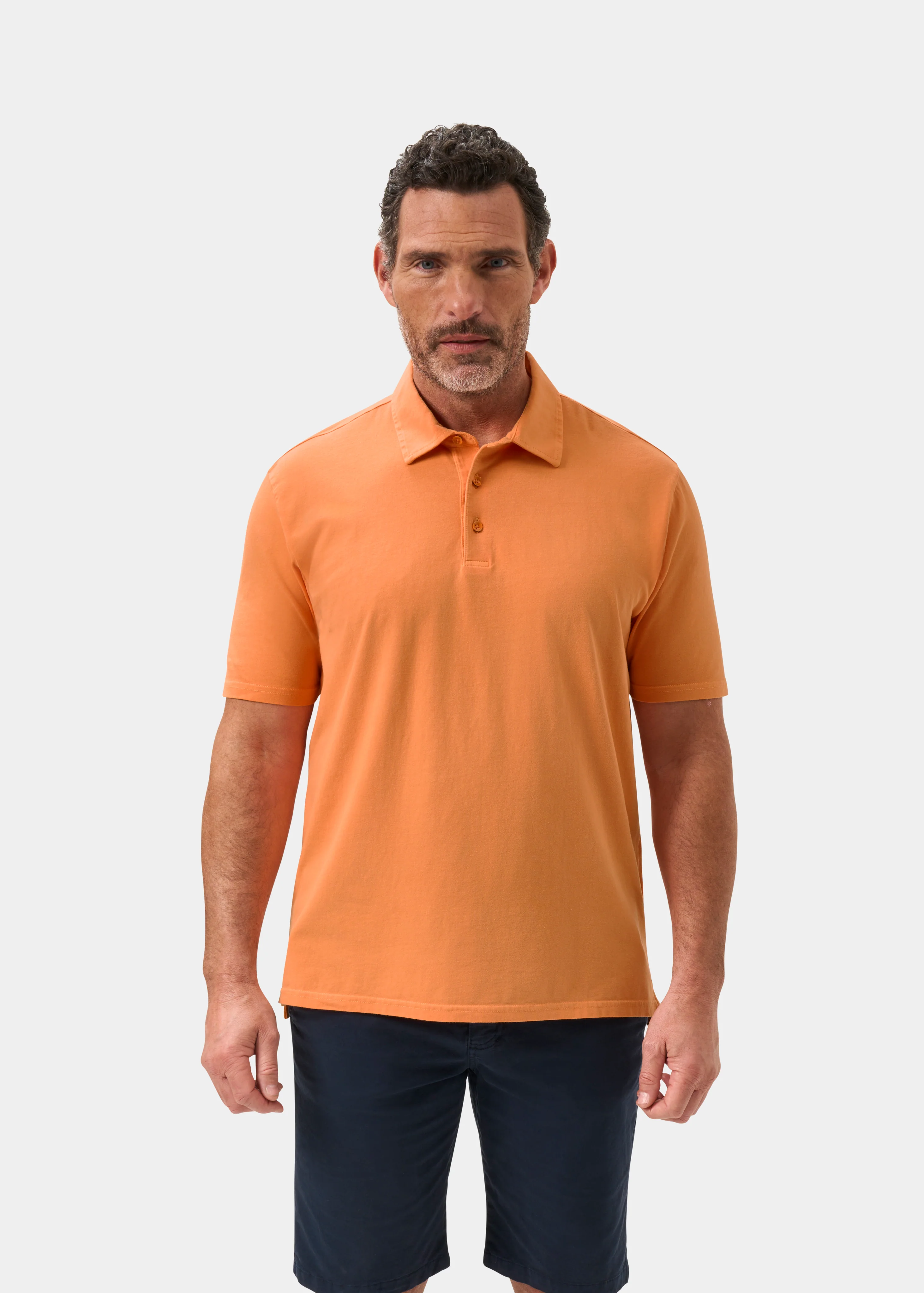 Tutbury Faded Dye Polo Shirt In Orange - Image 5
