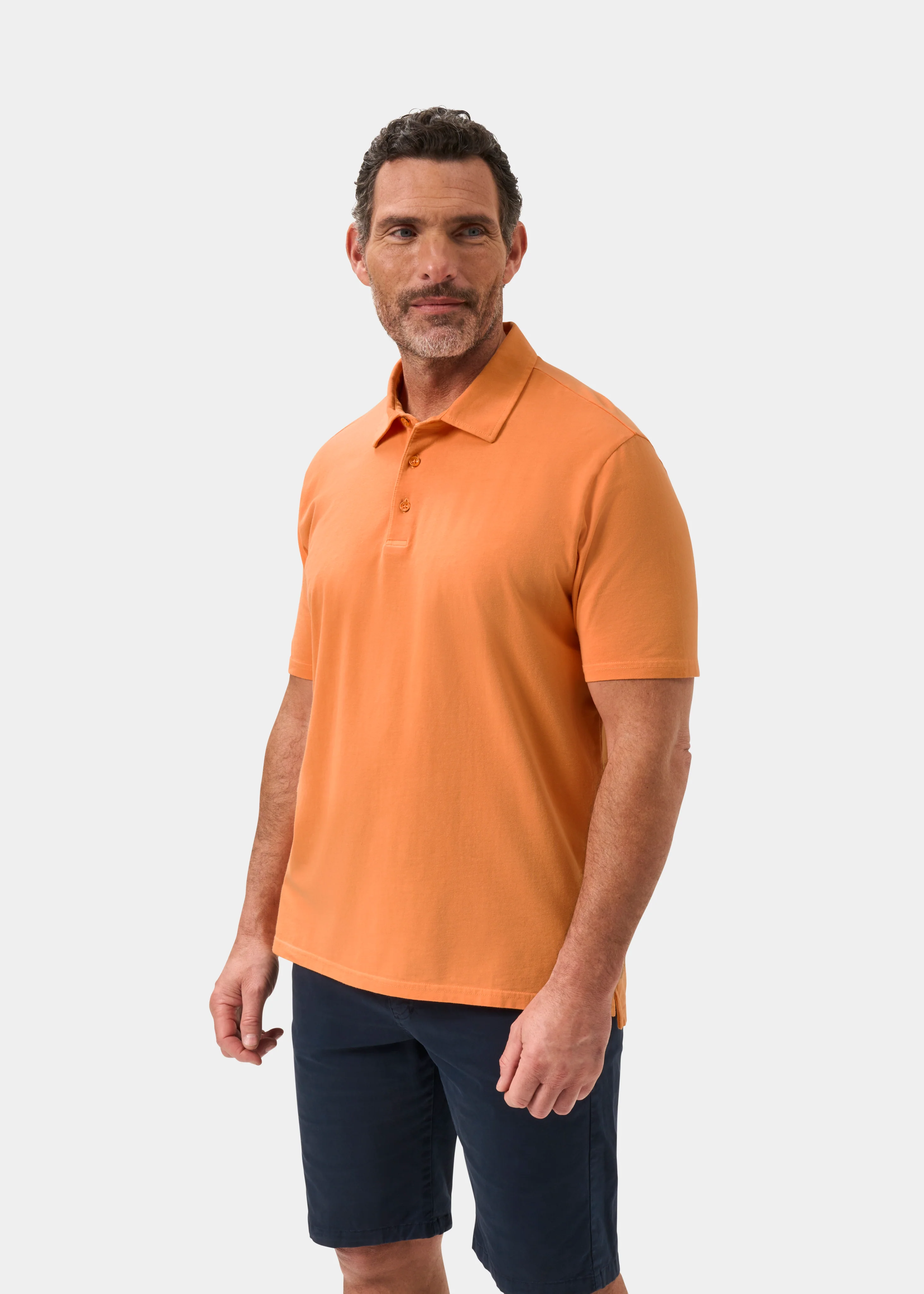 Tutbury Faded Dye Polo Shirt In Orange - Image 6