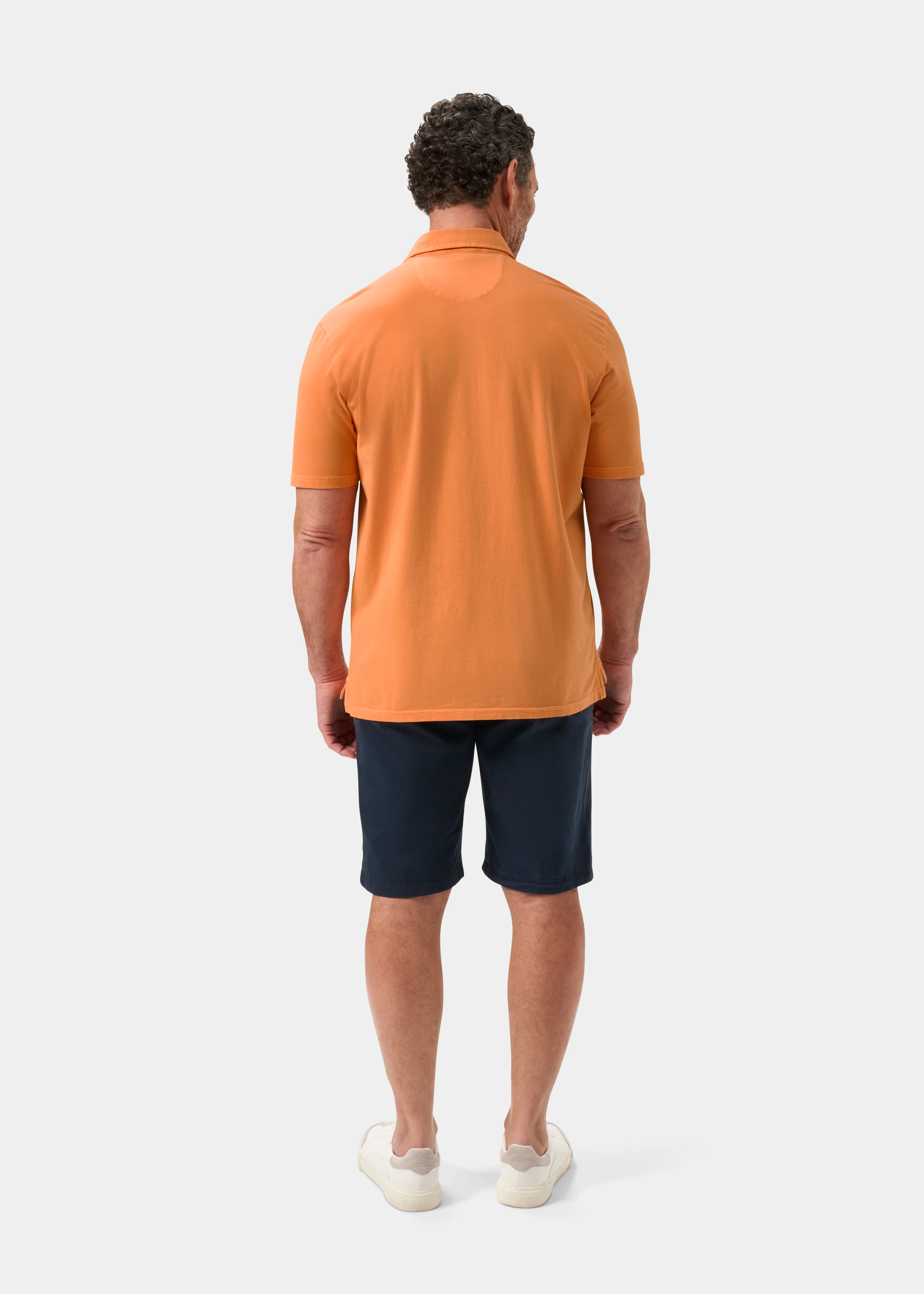 Tutbury Faded Dye Polo Shirt In Orange - Image 7
