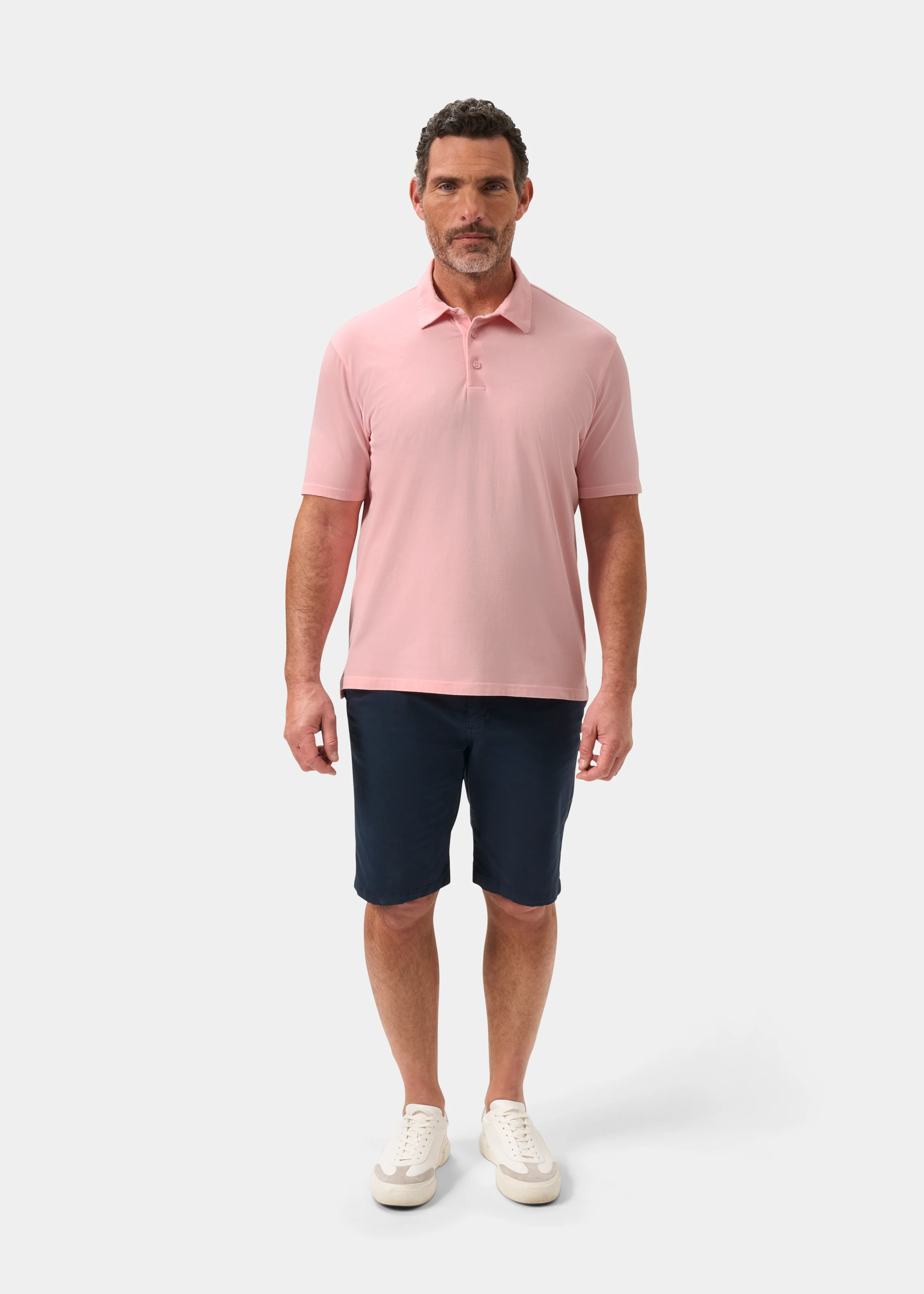 Tutbury Faded Dye Polo Shirt In Pale Pink - Image 2